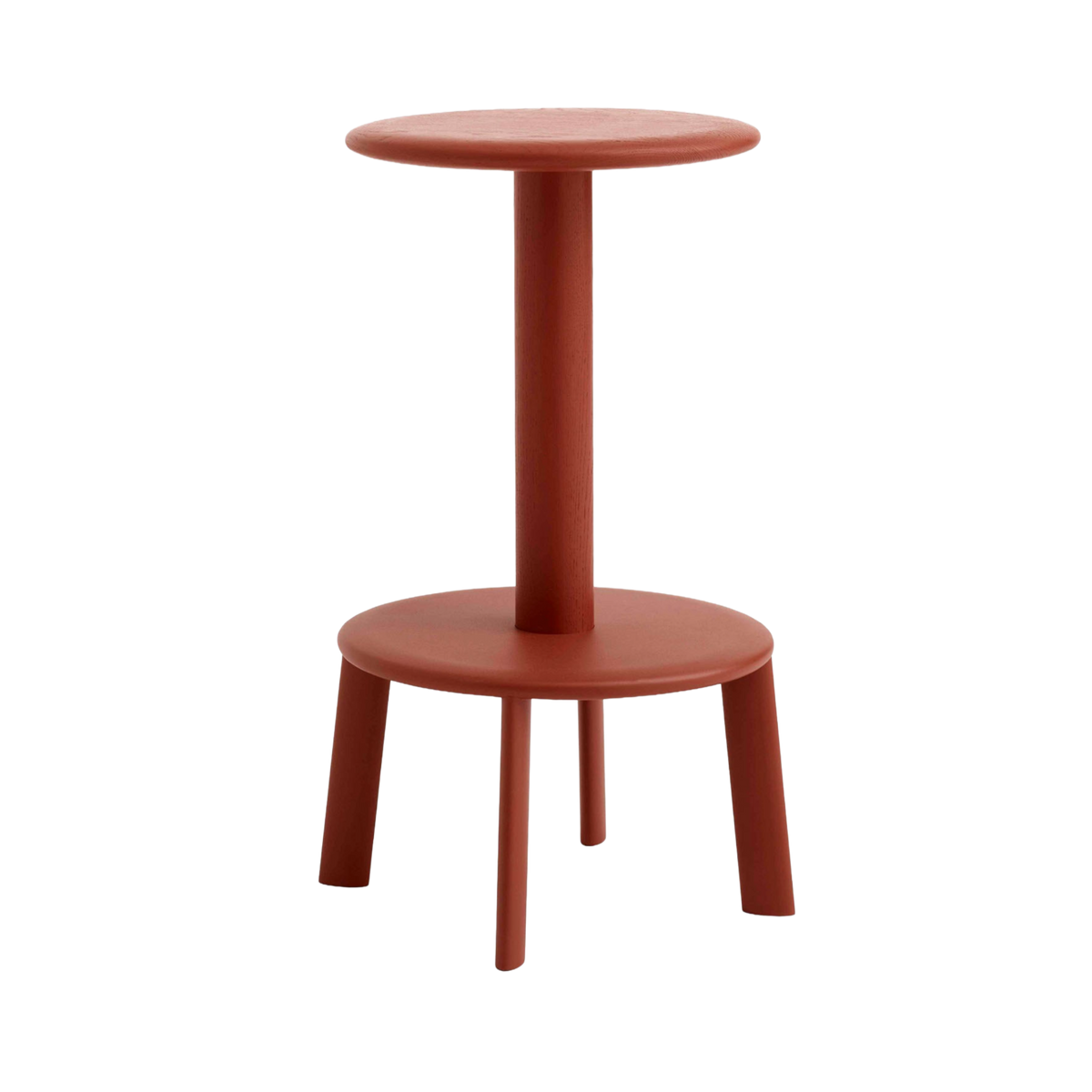 MASSIF Stool in red lacquered oak with a steel base