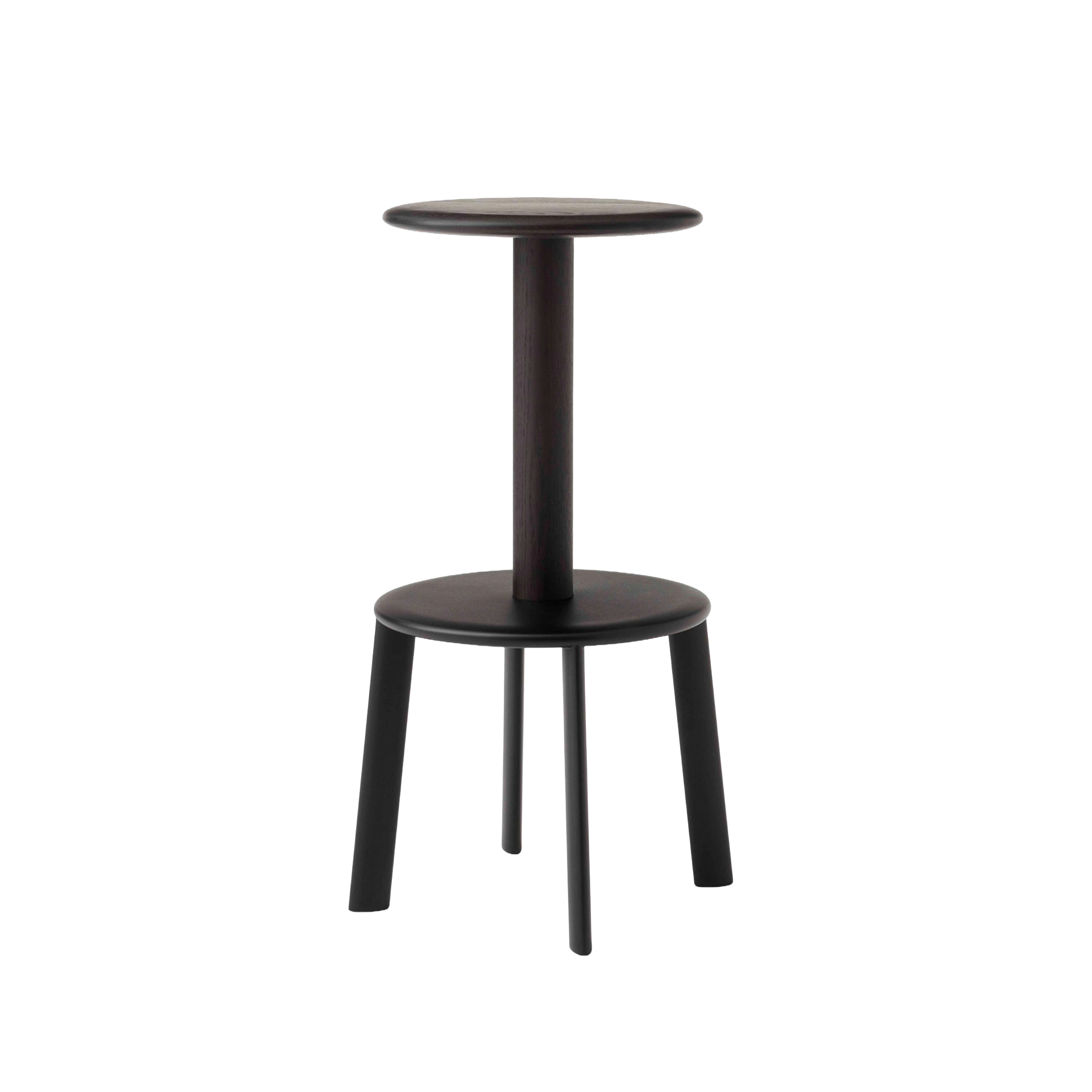 MASSIF Stool in black lacquered oak with a steel base