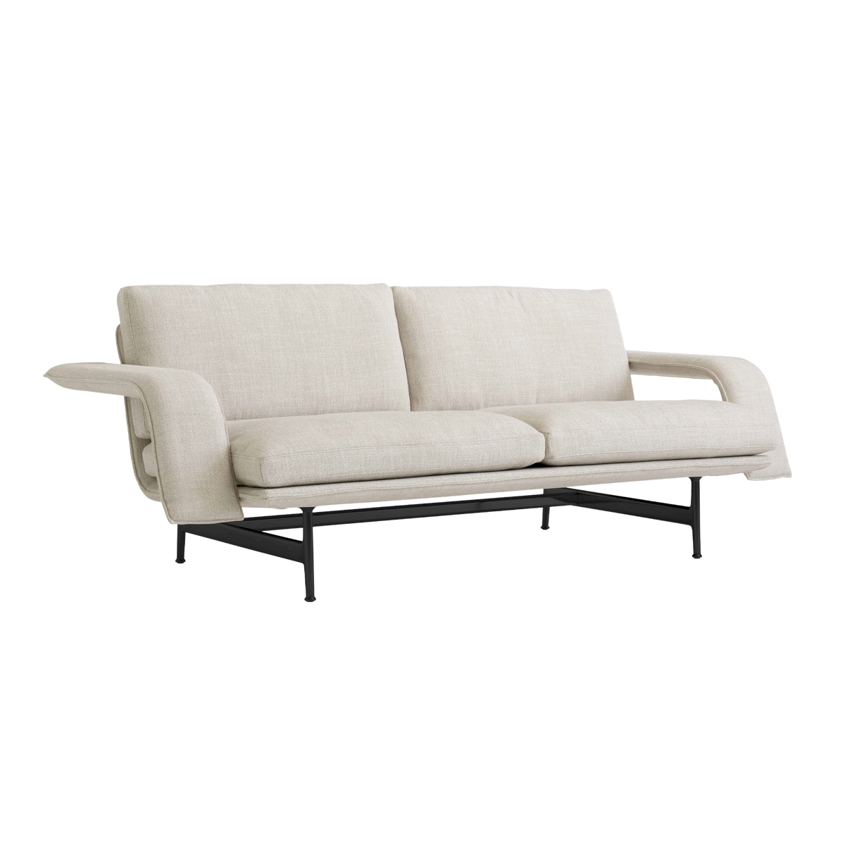 MEANTIME AV30 upholstered 2-seater sofa with black base