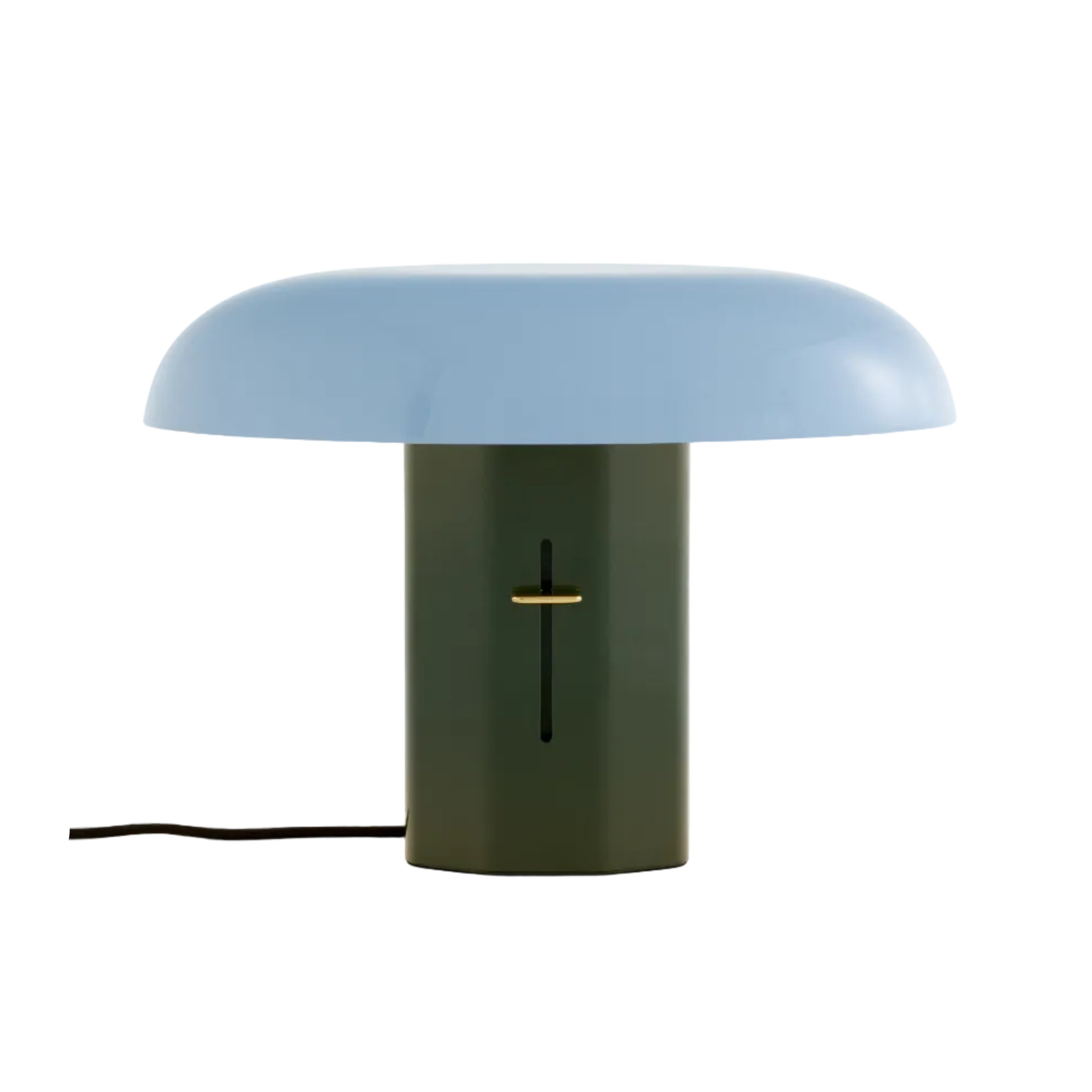 MONTERA JH42 table lamp with a light blue shade and a dark green base.