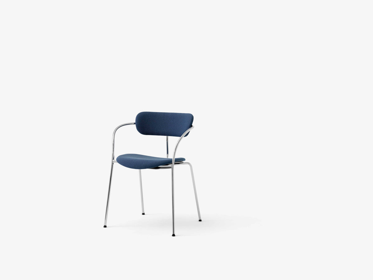 PAVILION AV13 Armchair with Upholstered Seat and Chrome Base