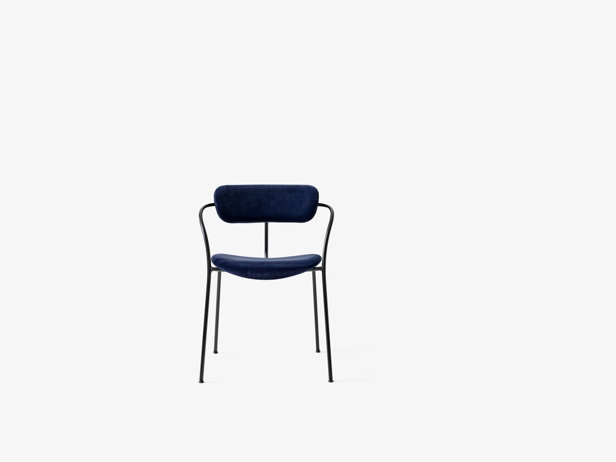 PAVILION AV13 Armchair with Upholstered Seat and Black Base