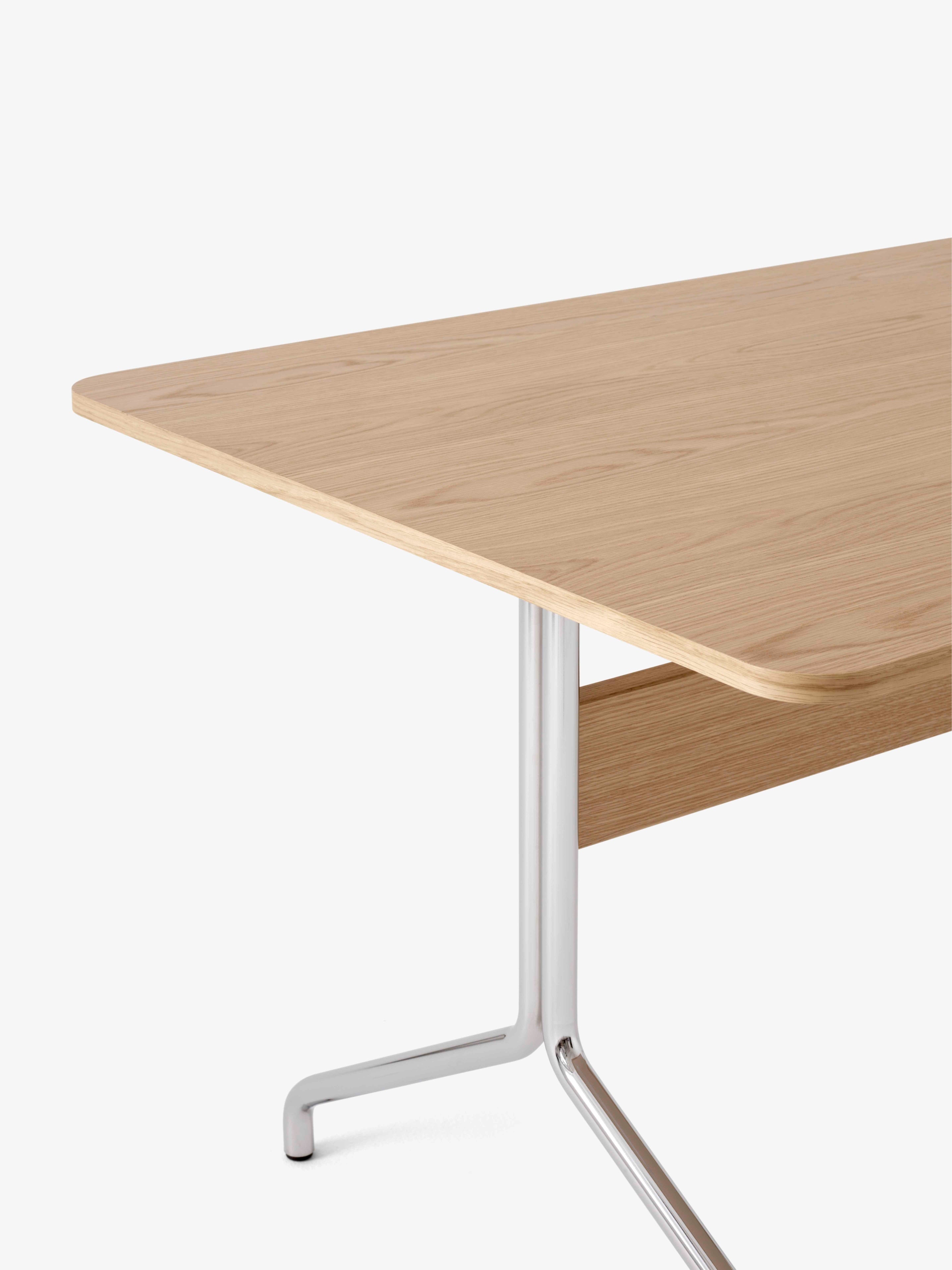 PAVILION table in lacquered oak with a chrome base