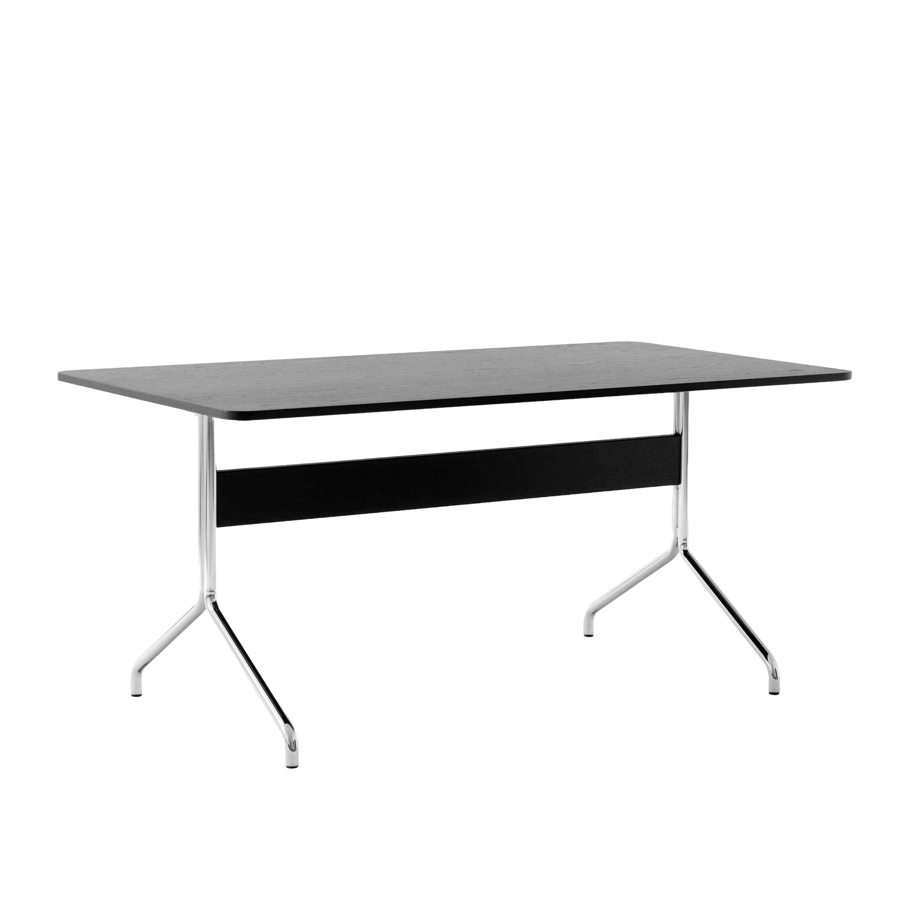 PAVILION table in black lacquered oak with a chrome base