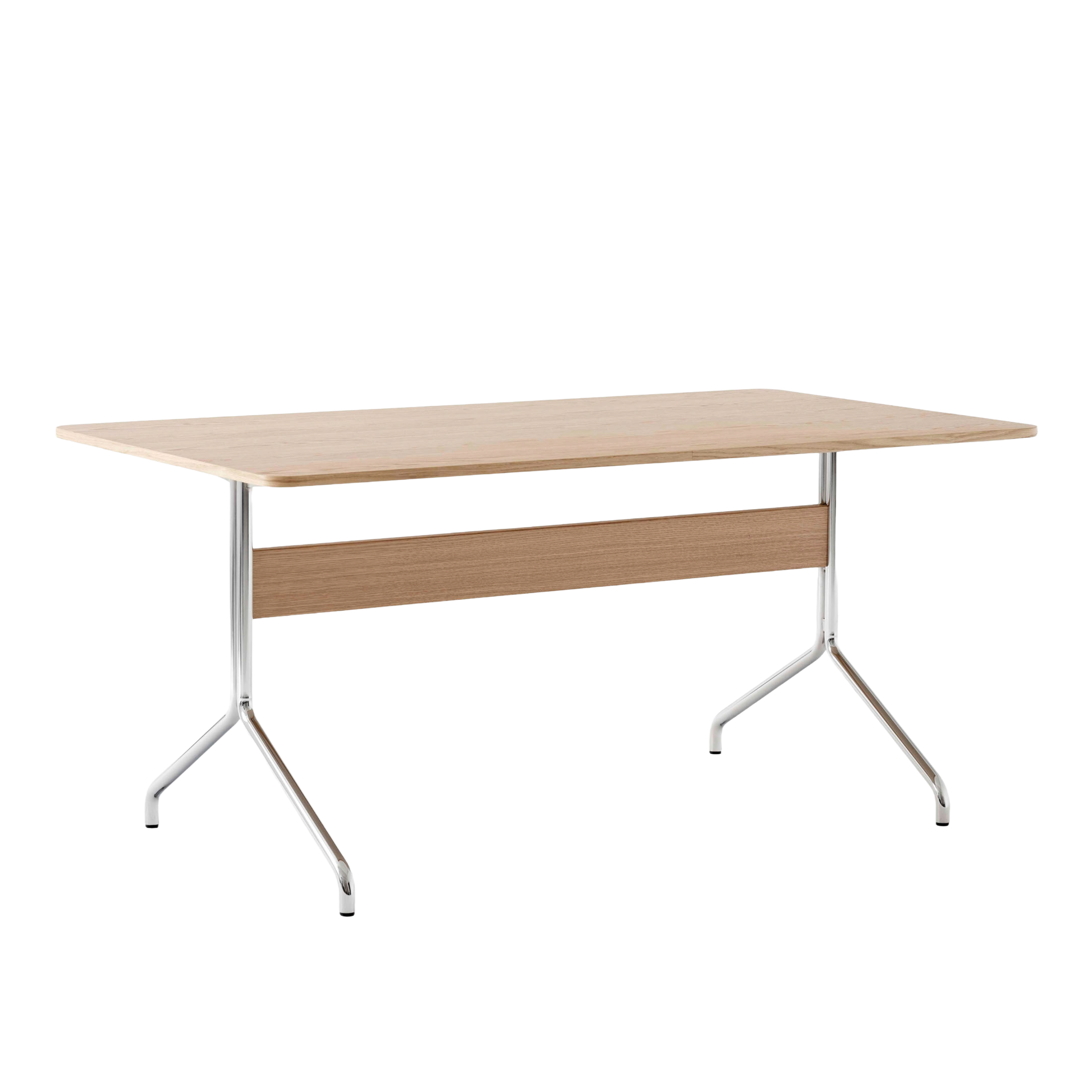 PAVILION table in lacquered oak with a chrome base