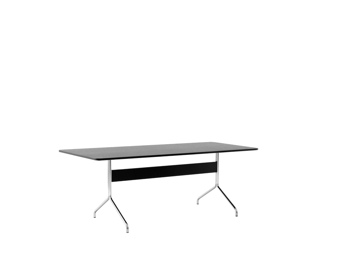 PAVILION table in black lacquered oak with a chrome base
