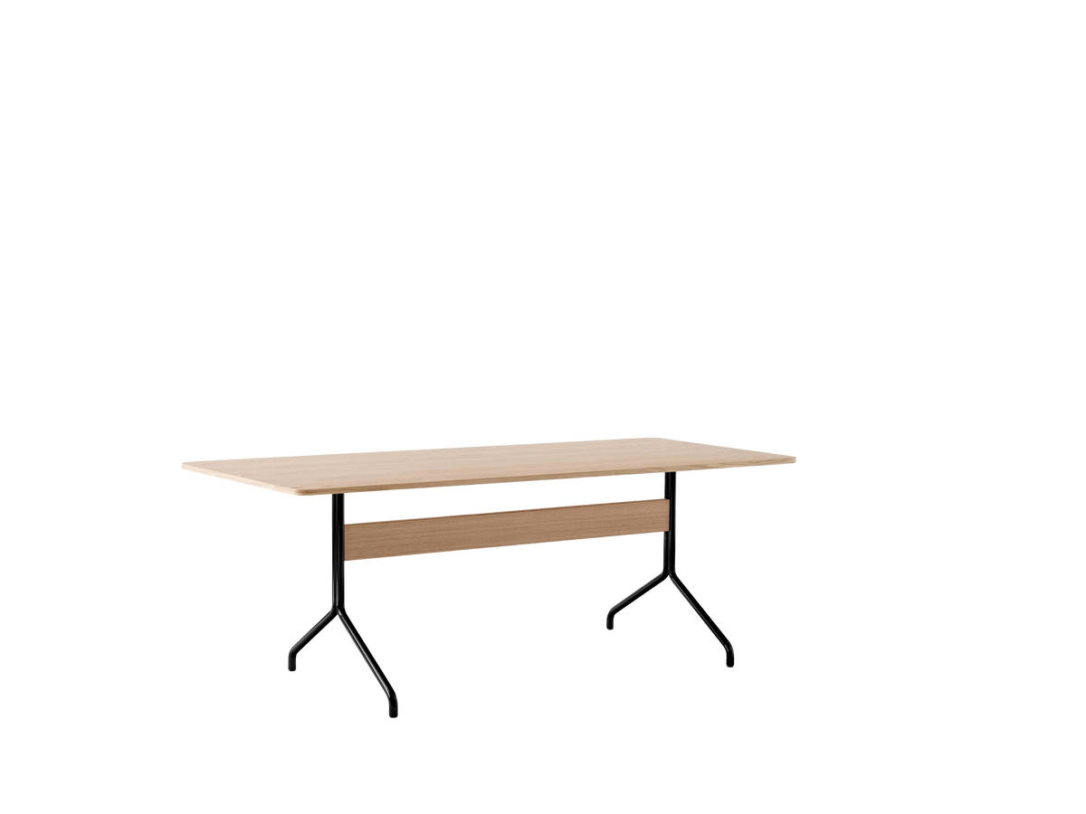 PAVILION table in lacquered oak with a black base