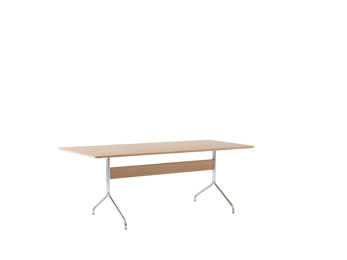 PAVILION table in lacquered oak with a chrome base