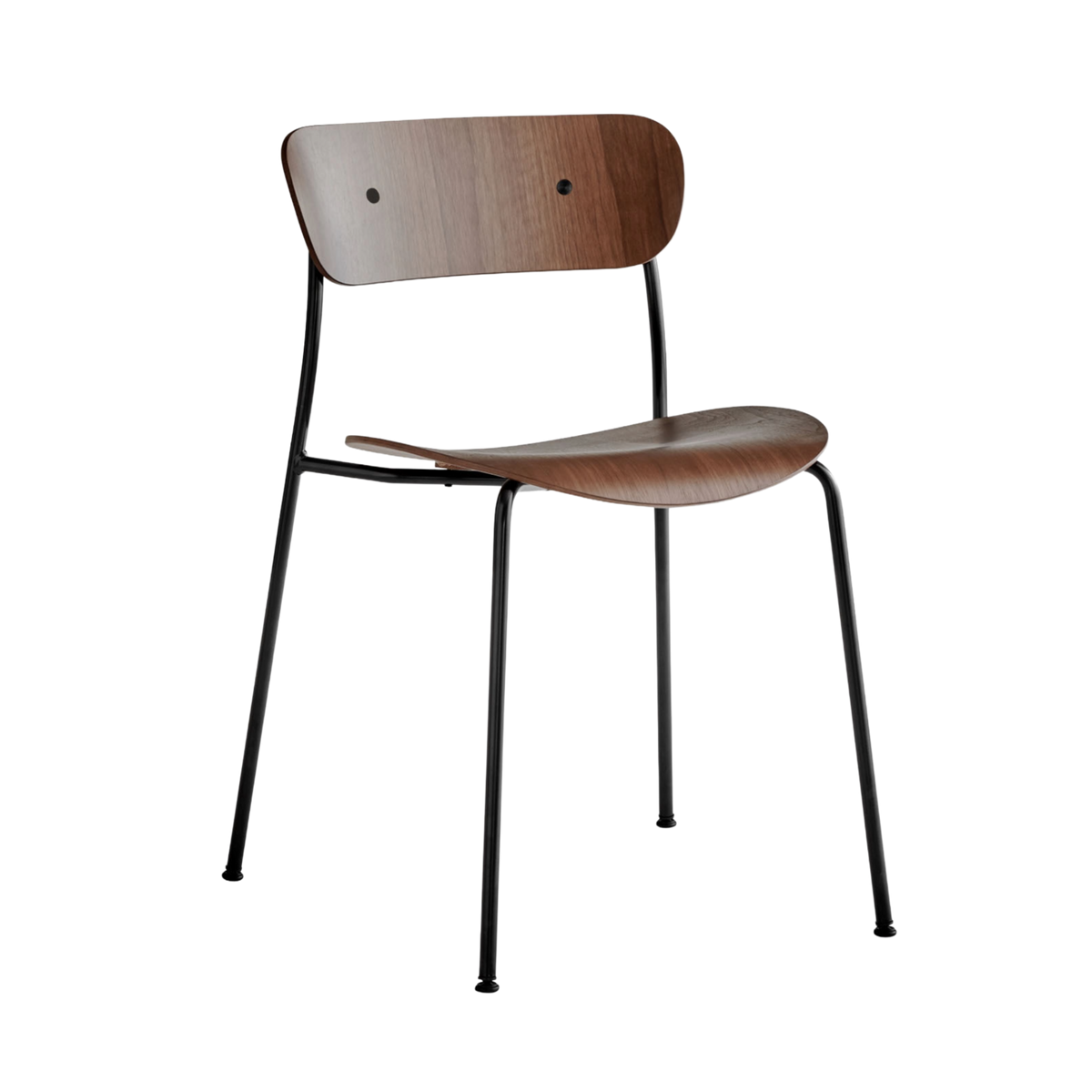 PAVILION AV1 chair in lacquered walnut with a black base