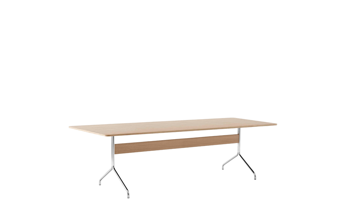 PAVILION table in lacquered oak with a chrome base