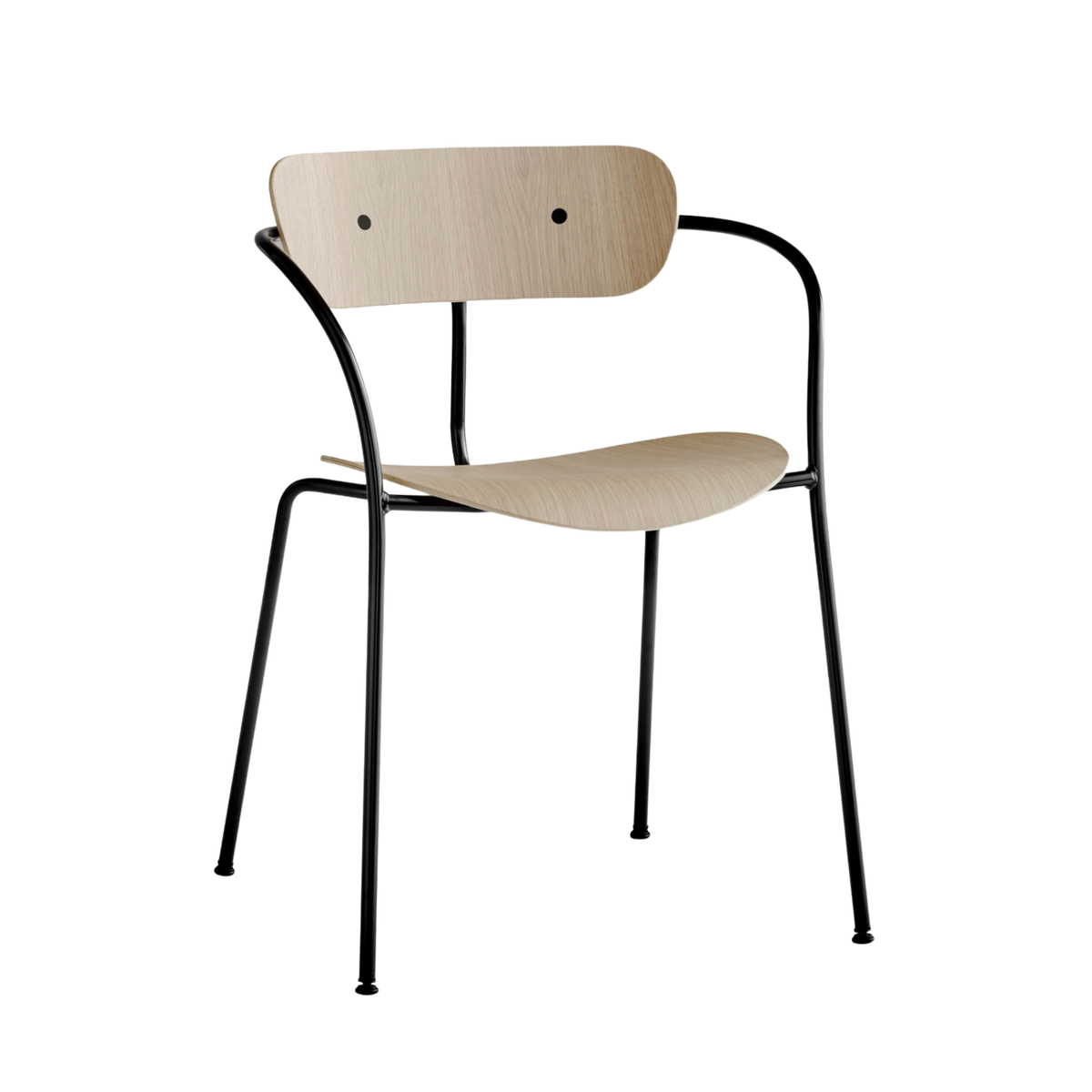 PAVILION AV2 Armchair with Armrests, Lacquered Oak with Black Base