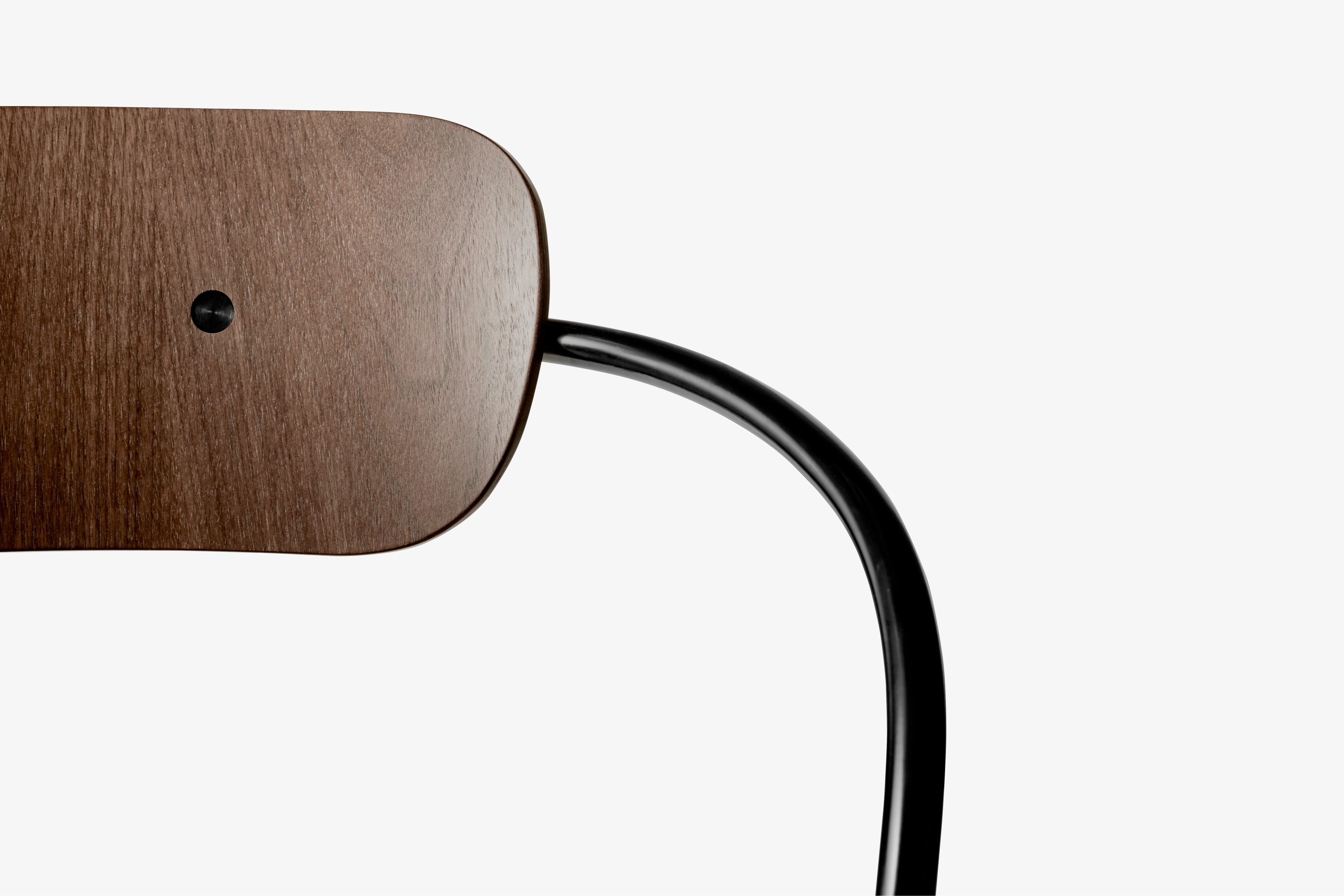 PAVILION AV2 Armchair with Armrests, Lacquered Walnut with Black Base
