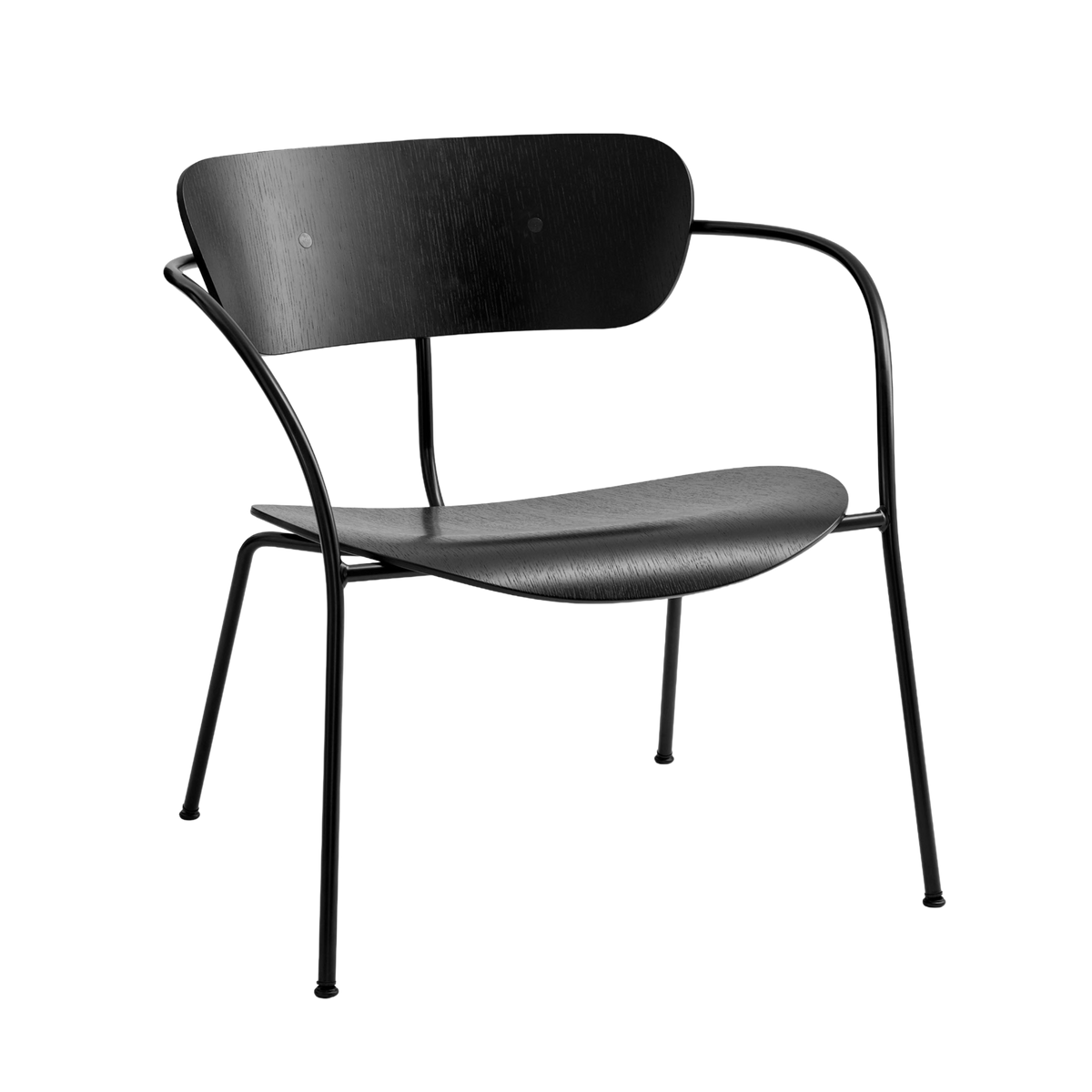 PAVILION AV5 Armchair with Armrests in Black Lacquered Oak with Black Base