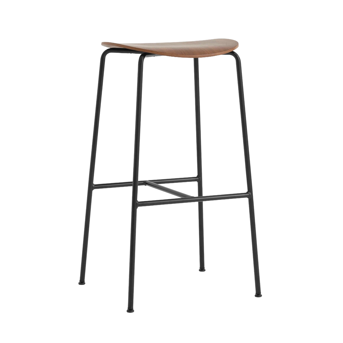 PAVILION Stool walnut wood with a black steel base