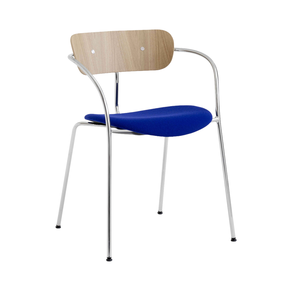 PAVILION AV4 Chair in lacquered oak with an upholstered seat and chrome base