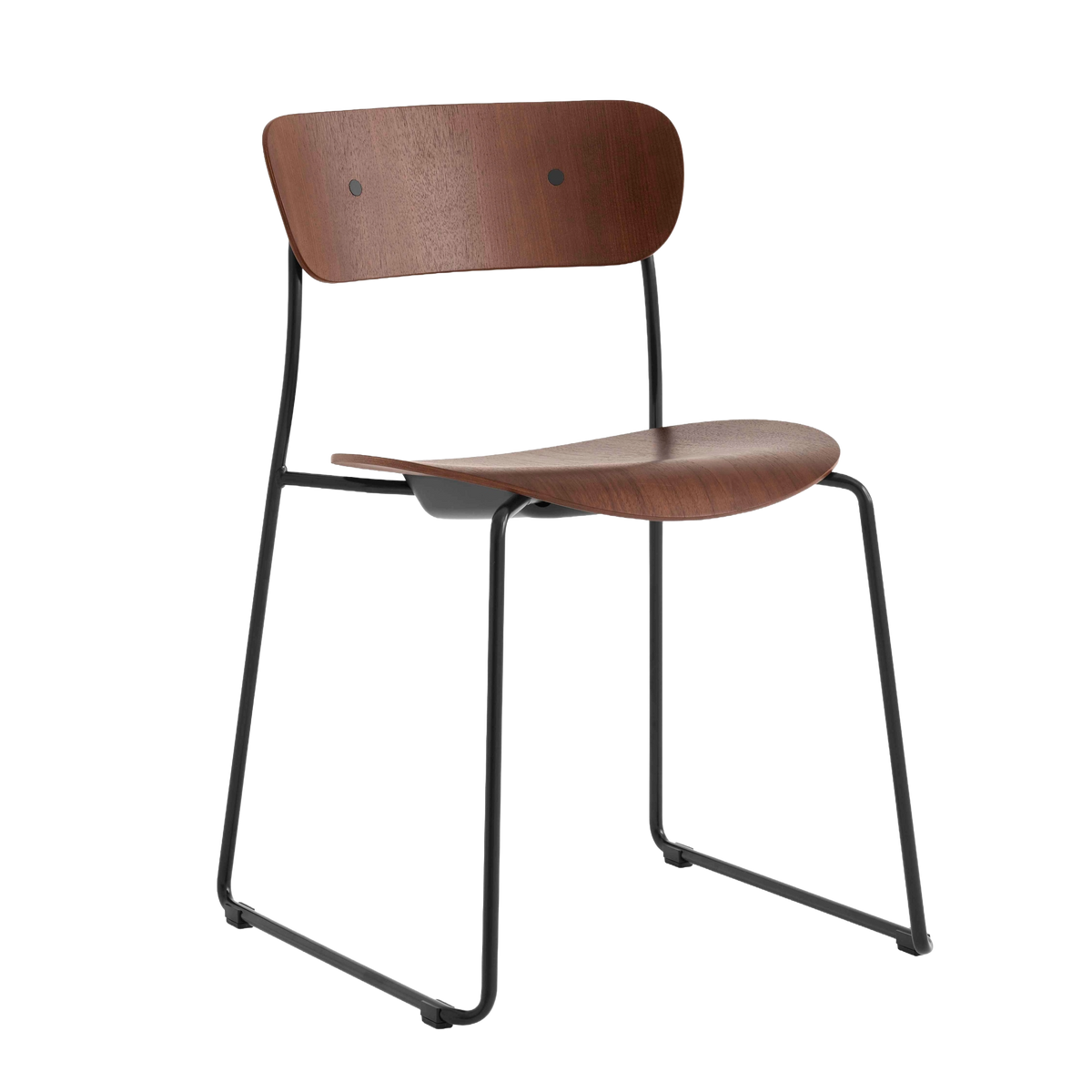 PAVILION AV51 Chair in lacquered walnut with a black base