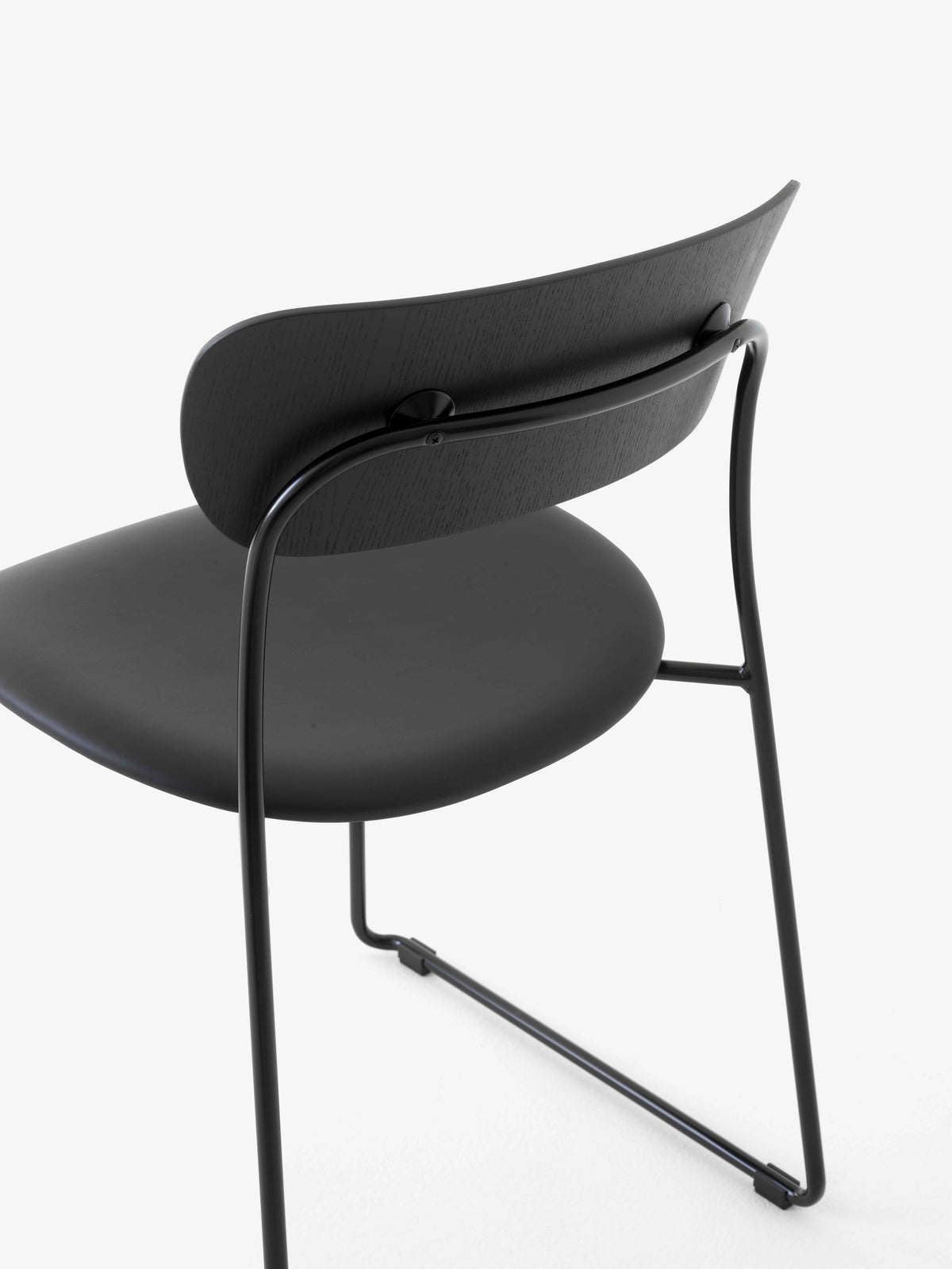 PAVILION AV52 Chair in Black Lacquered Oak with Upholstered Seat and Black Base