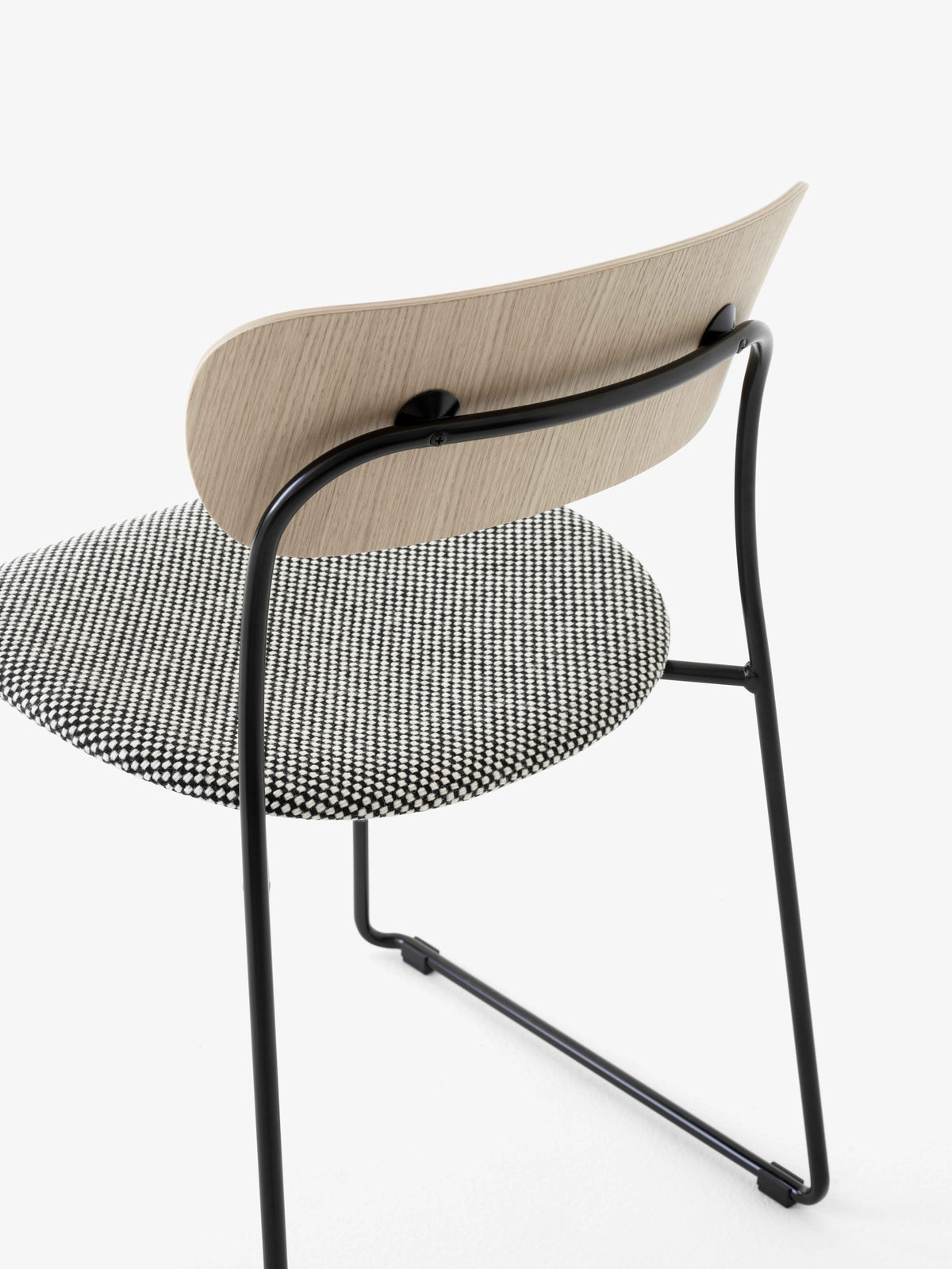 PAVILION AV52 Chair in Lacquered Oak with Upholstered Seat and Black Base