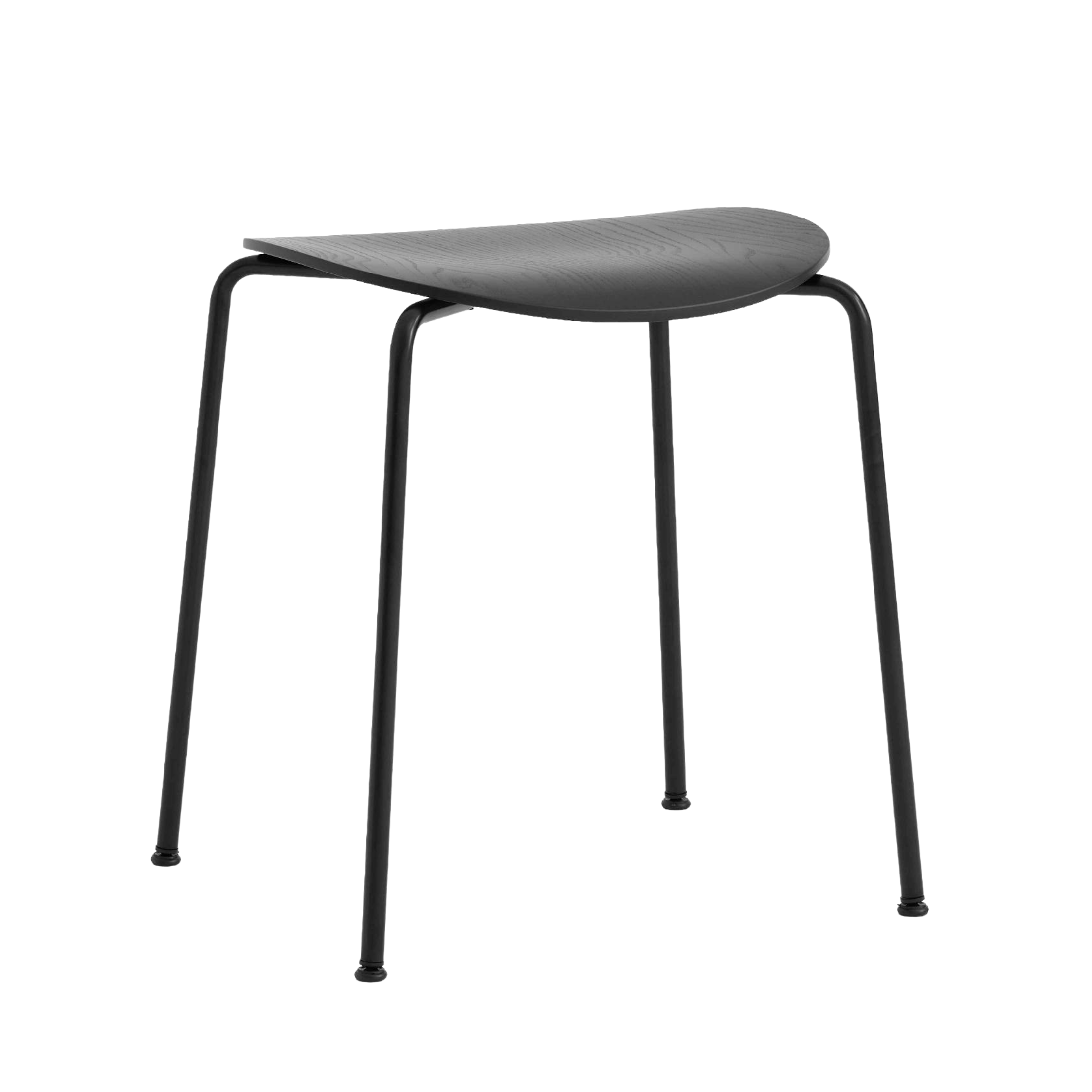 PAVILION AV36 Stool in black oak wood with a black steel base
