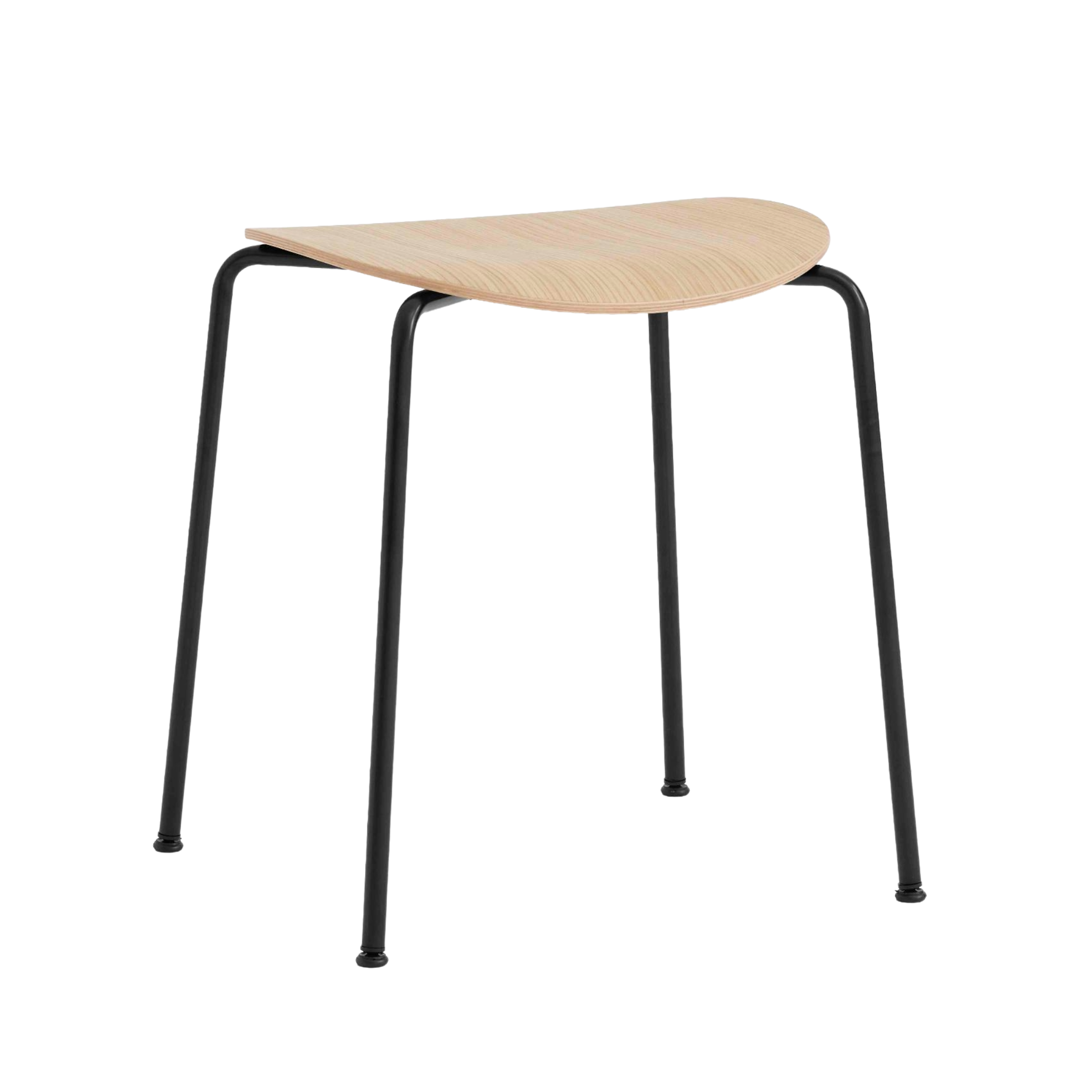 PAVILION AV36 Stool in oak wood with a black steel base