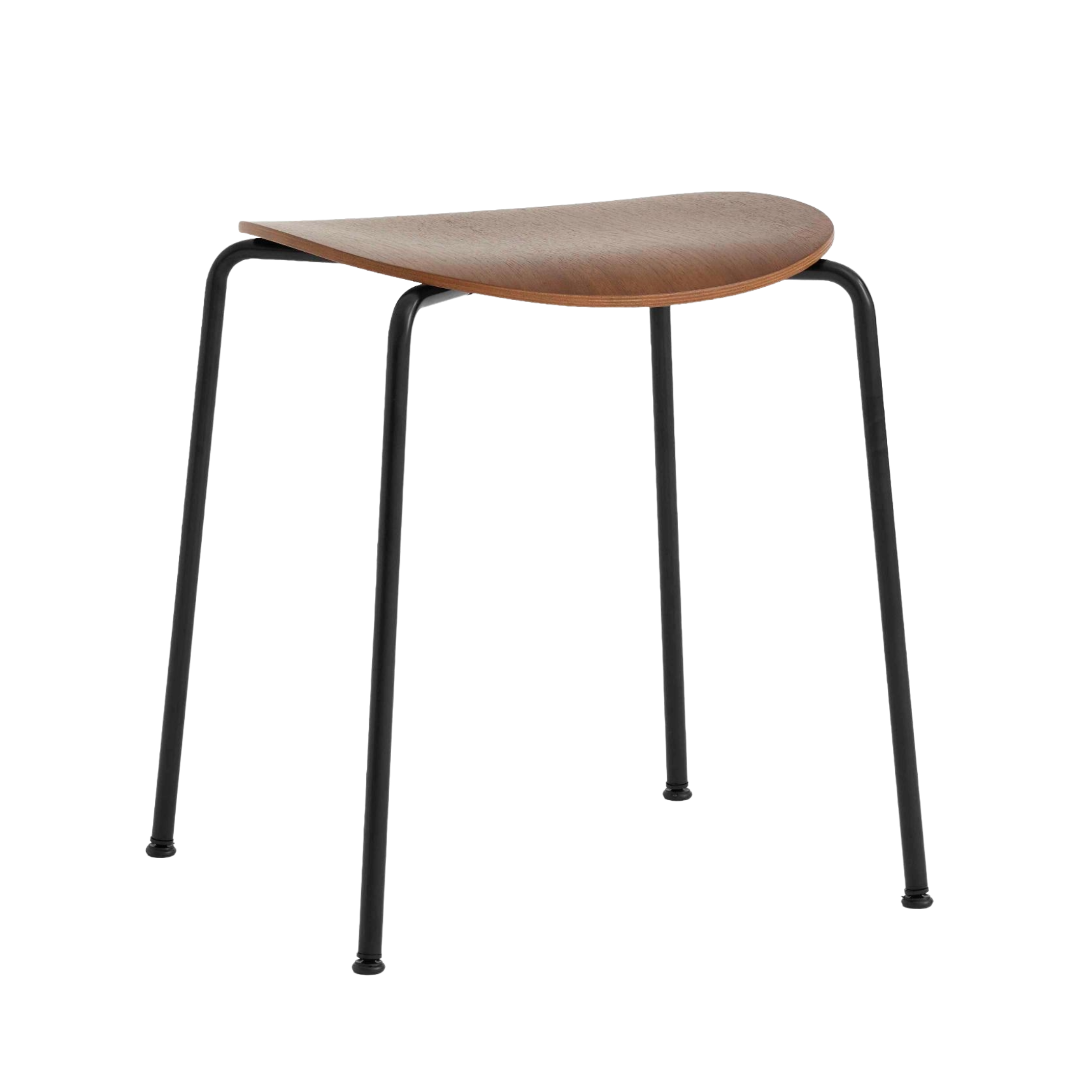 PAVILION AV36 Stool in walnut wood with a black steel base