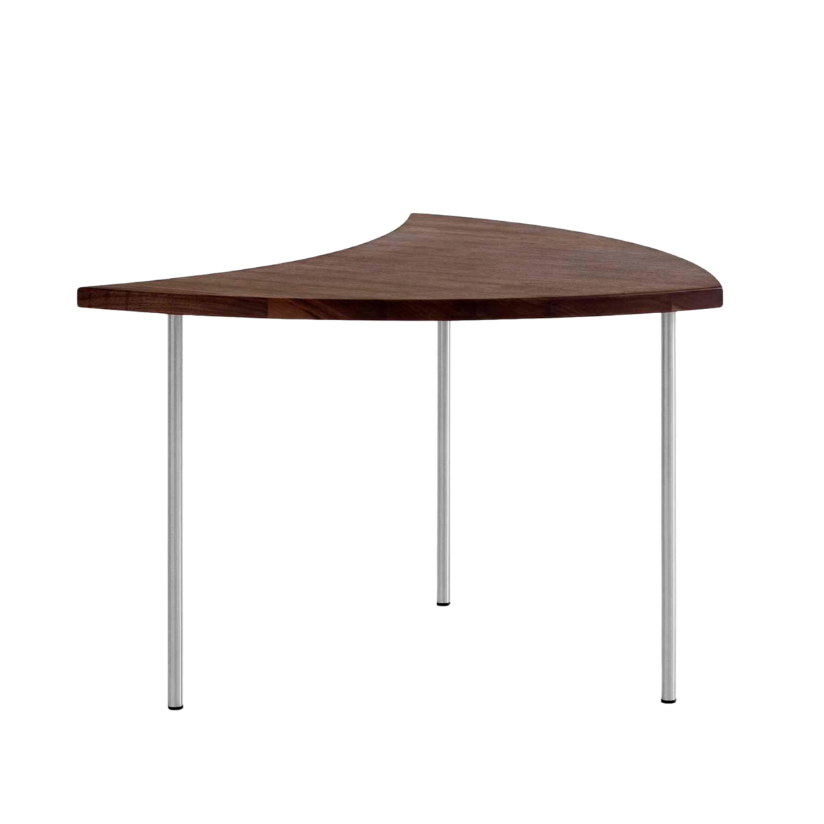PINWHEEL HM7 Side Table, oiled walnut with a steel base