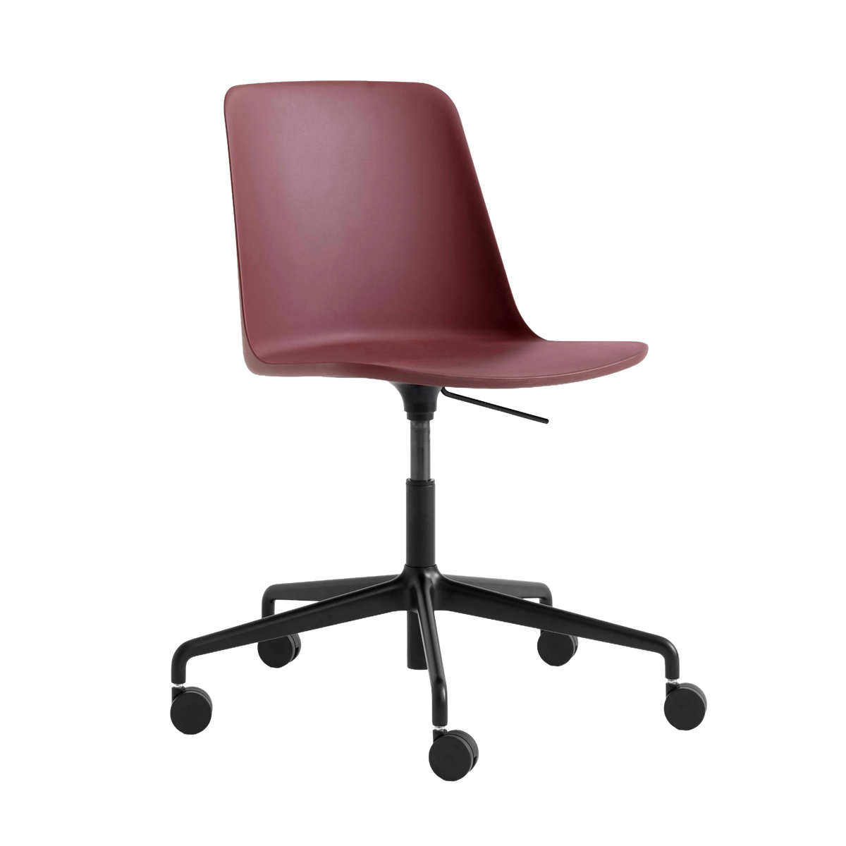 RELY HW28 Office Chair in Red-Brown with Black Aluminum Base on Wheels