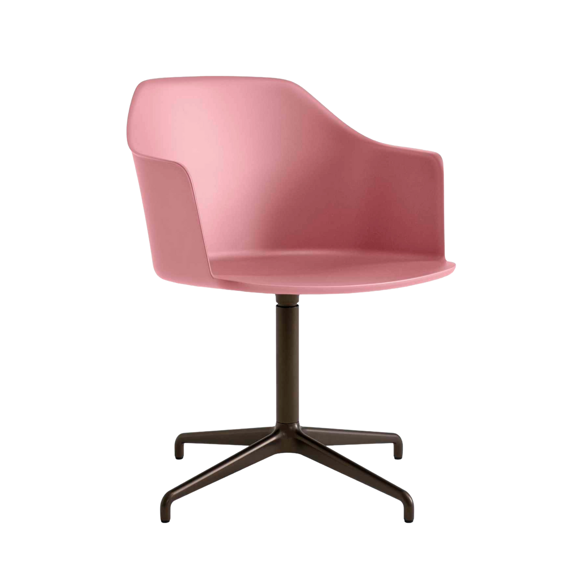 RELY HW38 office chair in light pink with a brown aluminum base