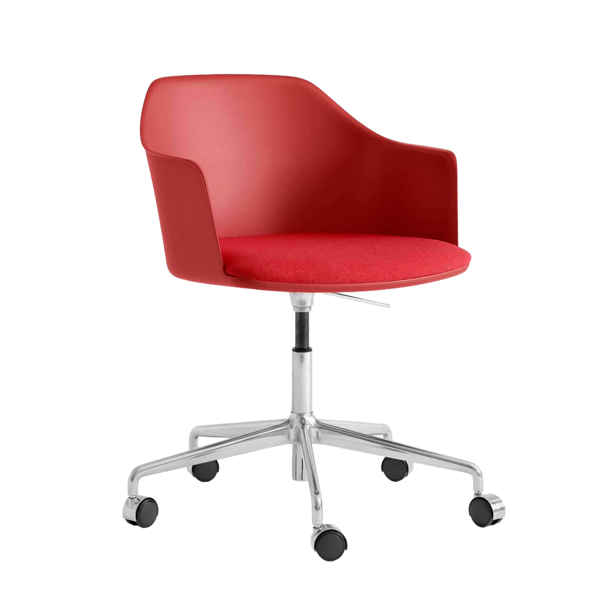 RELY HW54 Office Chair in Red with Upholstered Seat and Aluminum Base