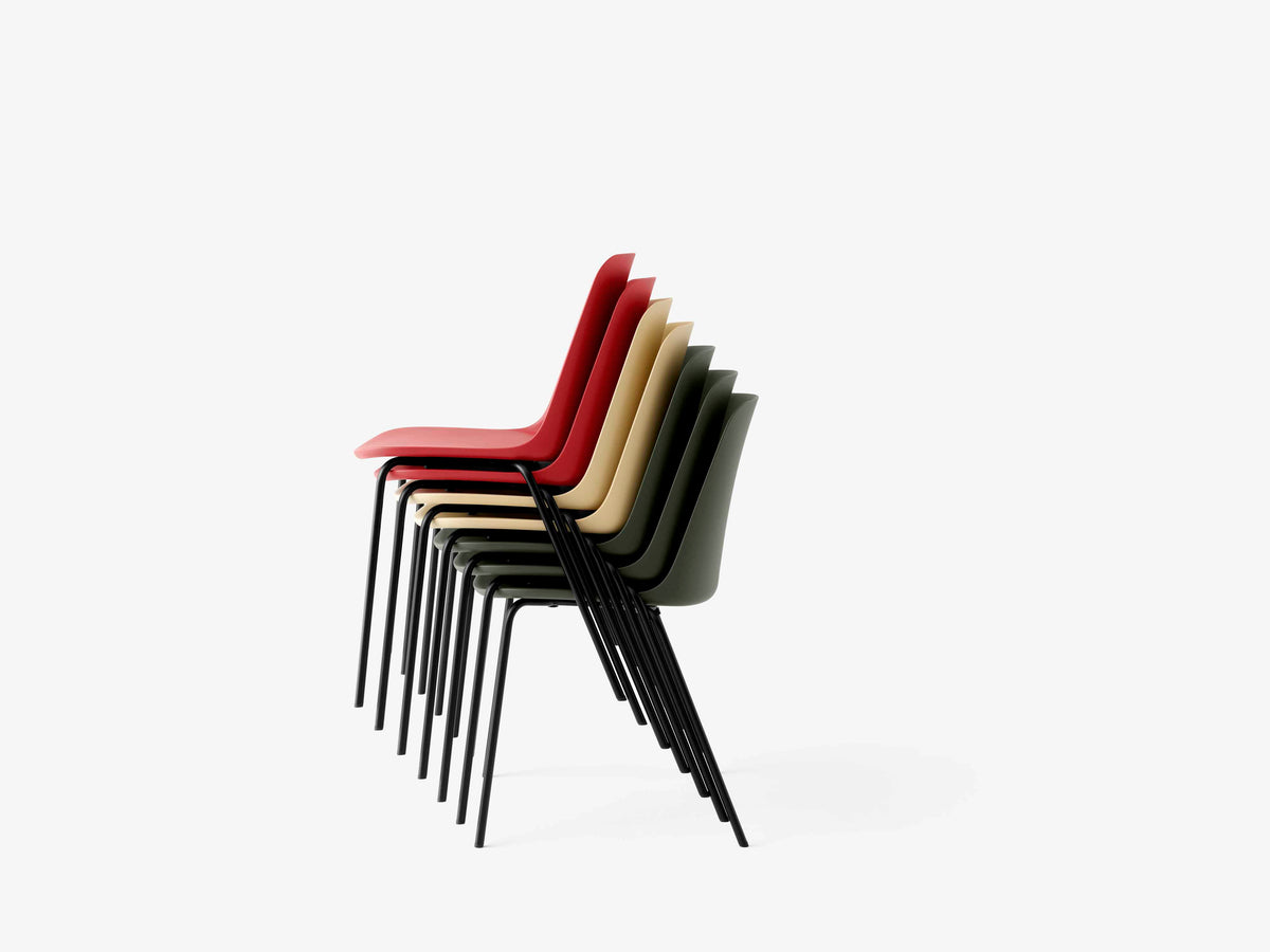 RELY HW65 Armchair in Red with Black Steel Base
