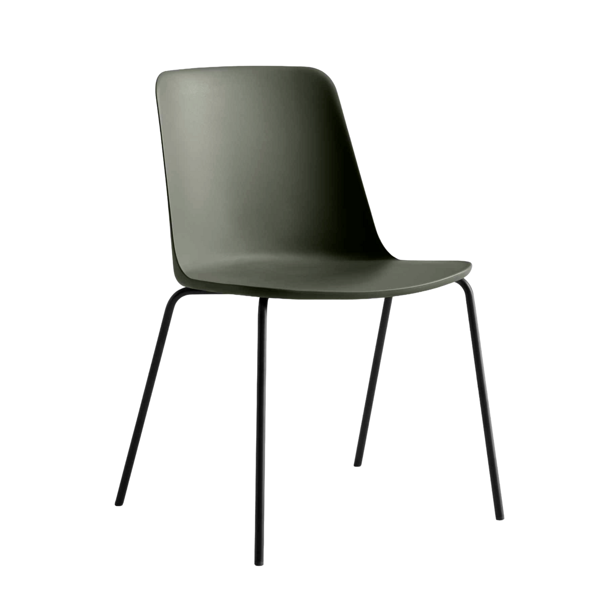 RELY HW65 Armchair in Dark Green with Black Steel Base