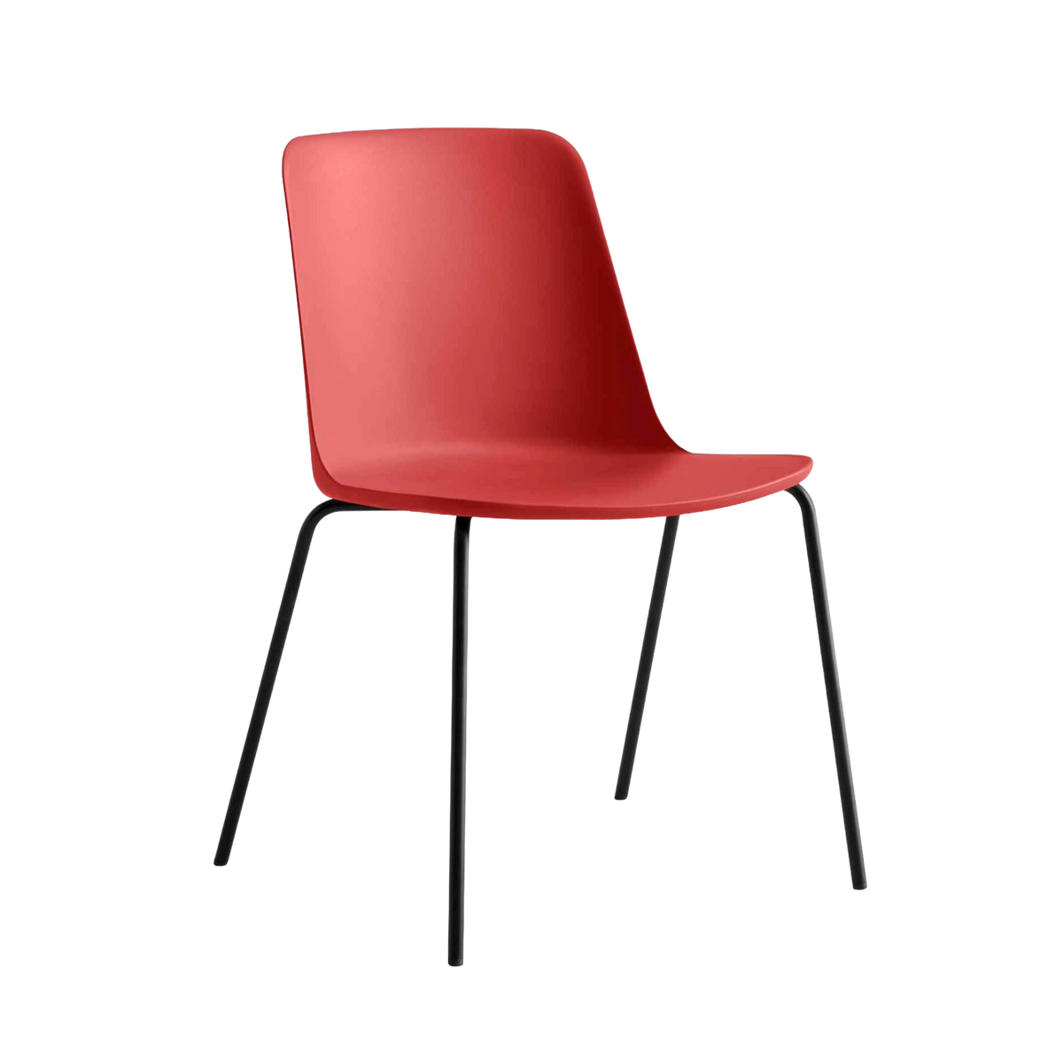 RELY HW65 Armchair in Red with Black Steel Base