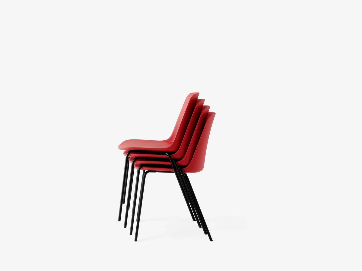 RELY HW65 Armchair in Red with Black Steel Base