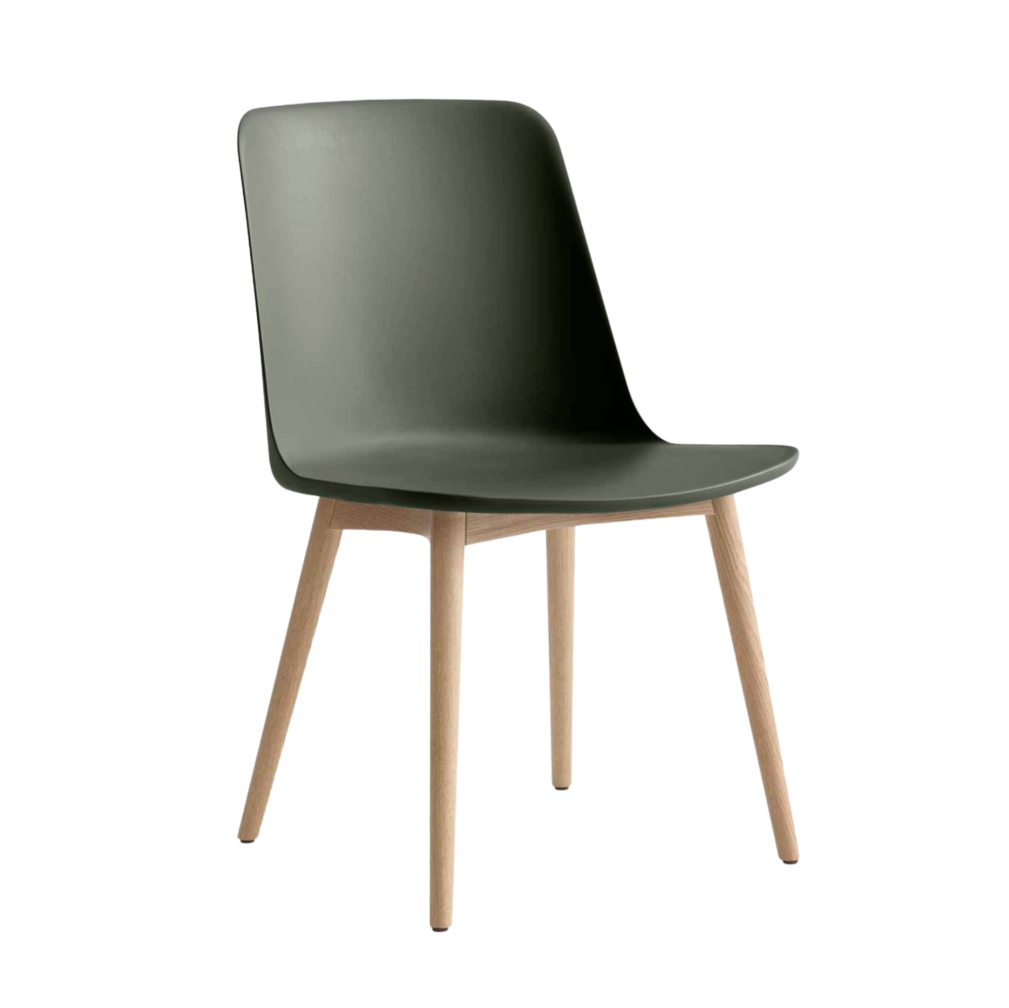 RELY HW71 Chair in Dark Green with Oak Base