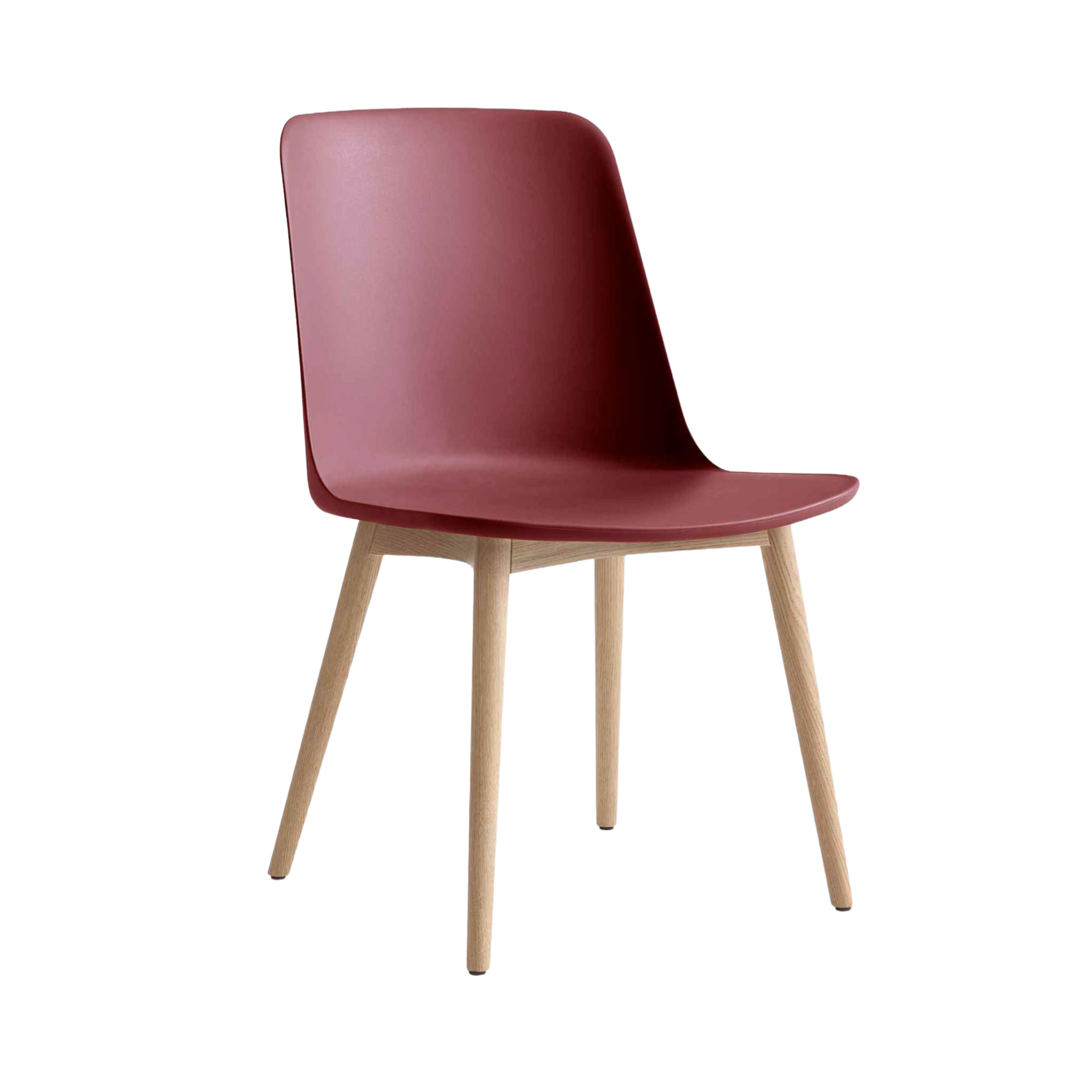 RELY HW71 Chair in Red-Brown with Oak Base