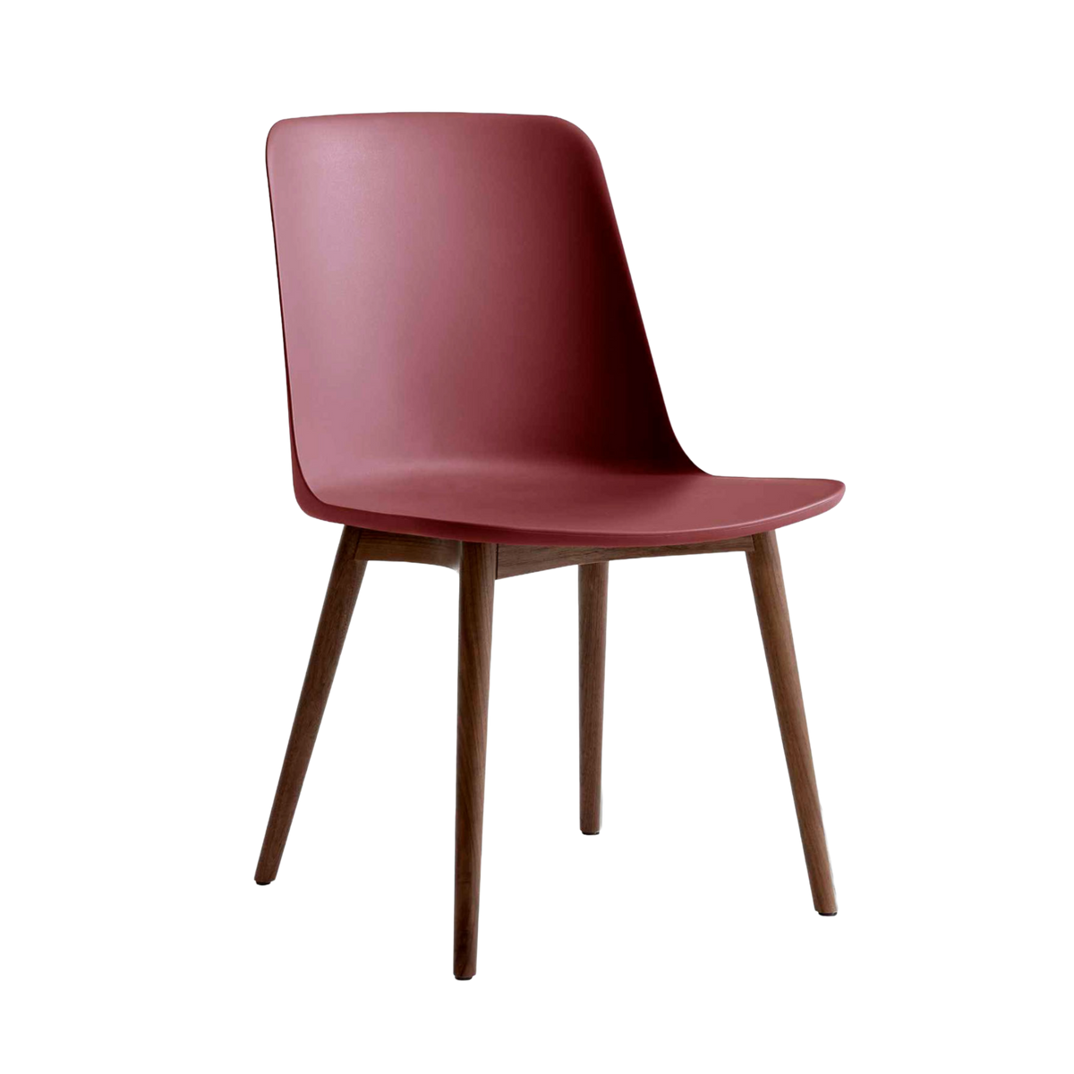 RELY HW71 Chair in Red-Brown with Walnut Base