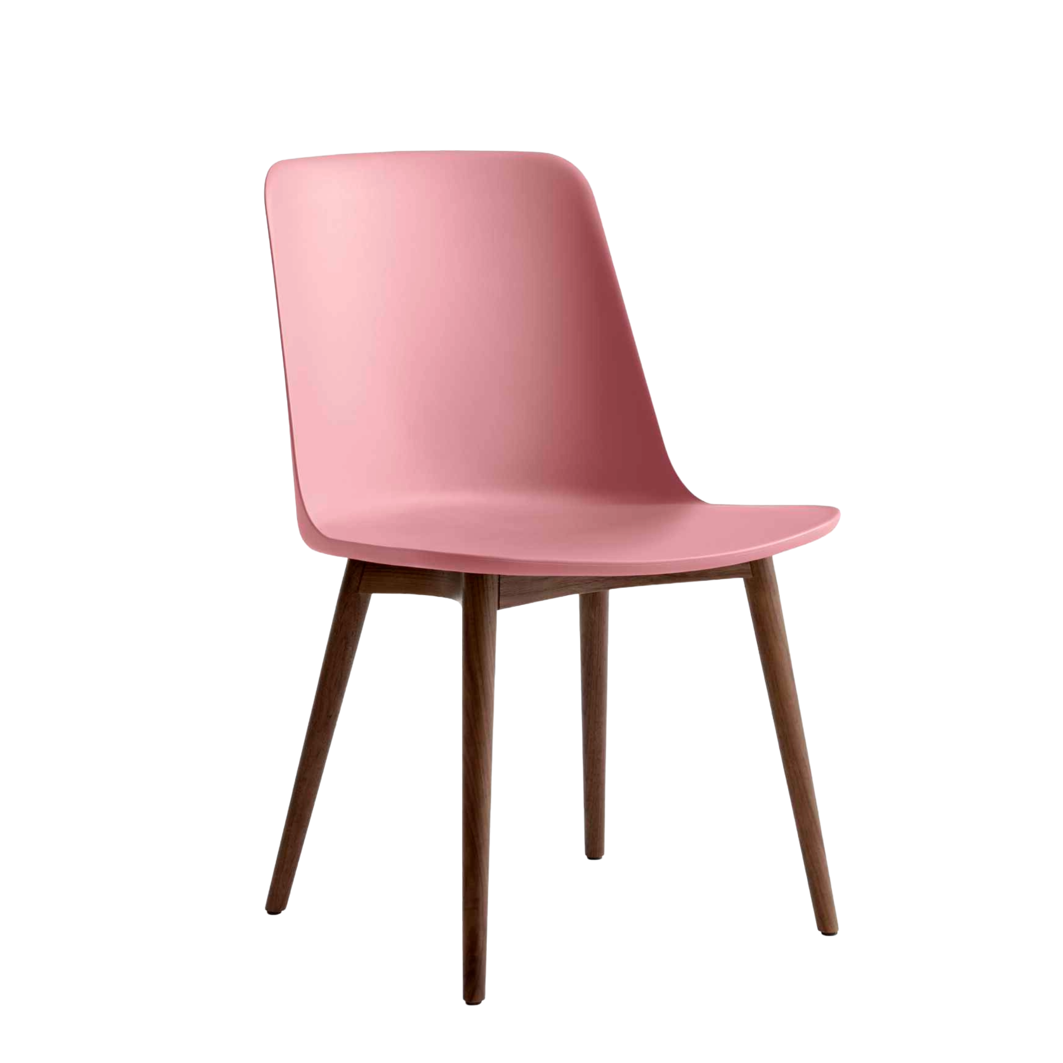 RELY HW71 chair in light pink with a walnut base