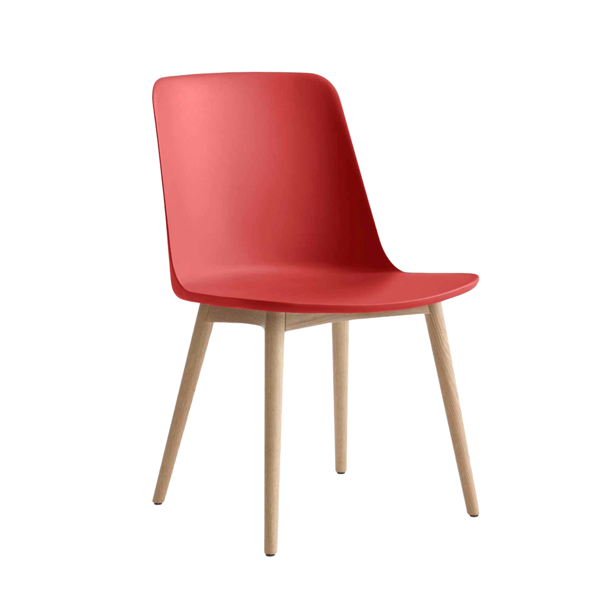 RELY HW71 Chair in Red with Oak Base