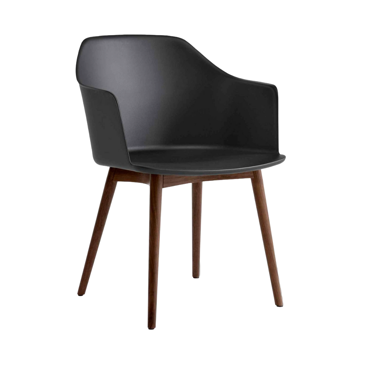 RELY HW76 Armchair in Black with Walnut Base