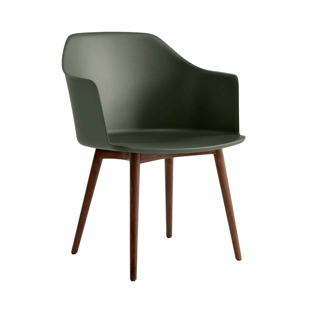 RELY HW76 Armchair in Dark Green with Walnut Base