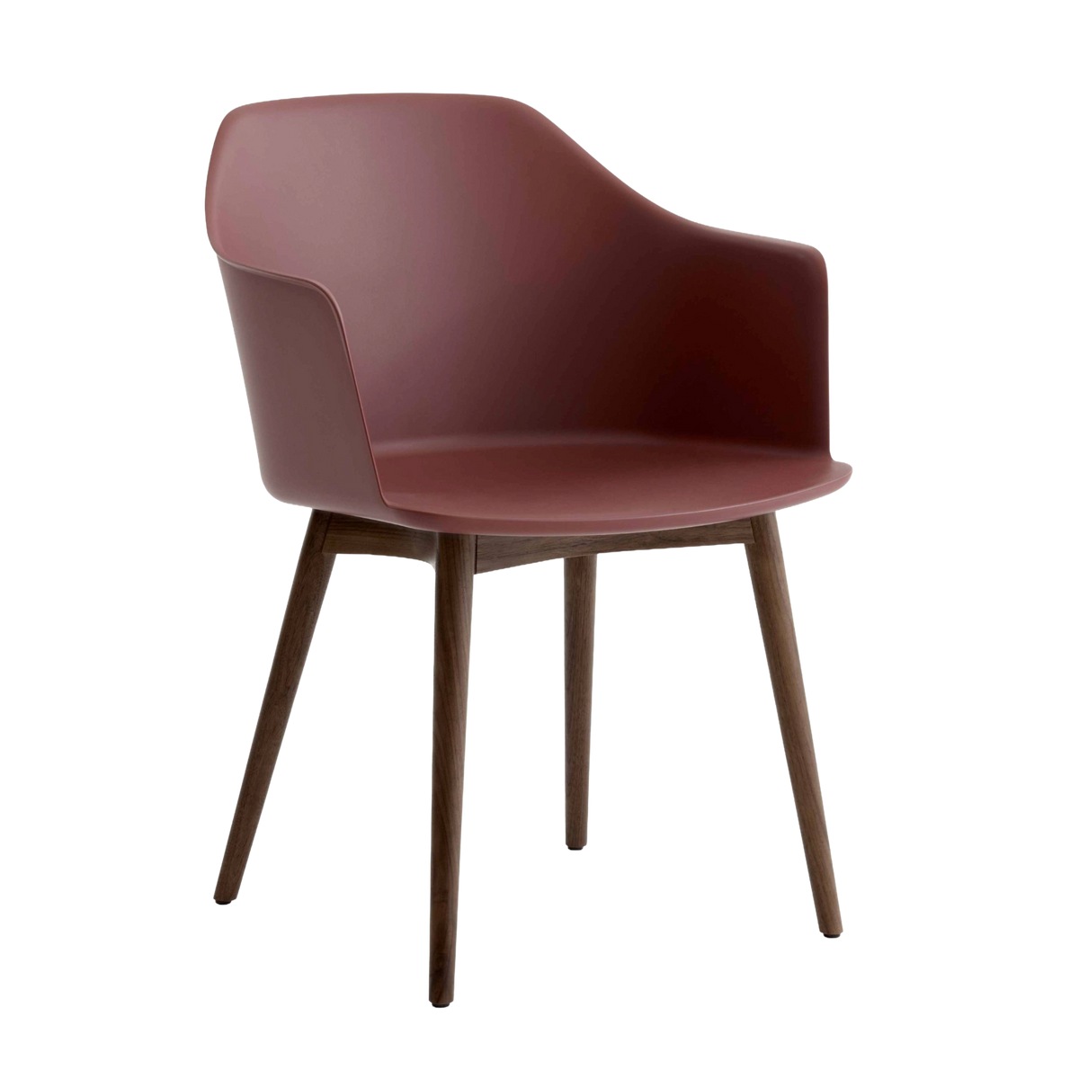 RELY HW76 Armchair in Red-Brown with Walnut Base