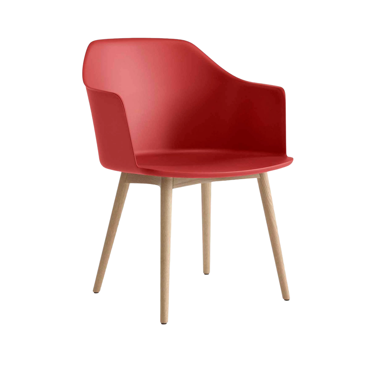 RELY HW76 Armchair in red with oak base