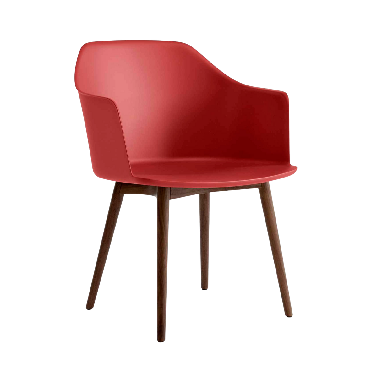RELY HW76 Armchair in Red with Walnut Base
