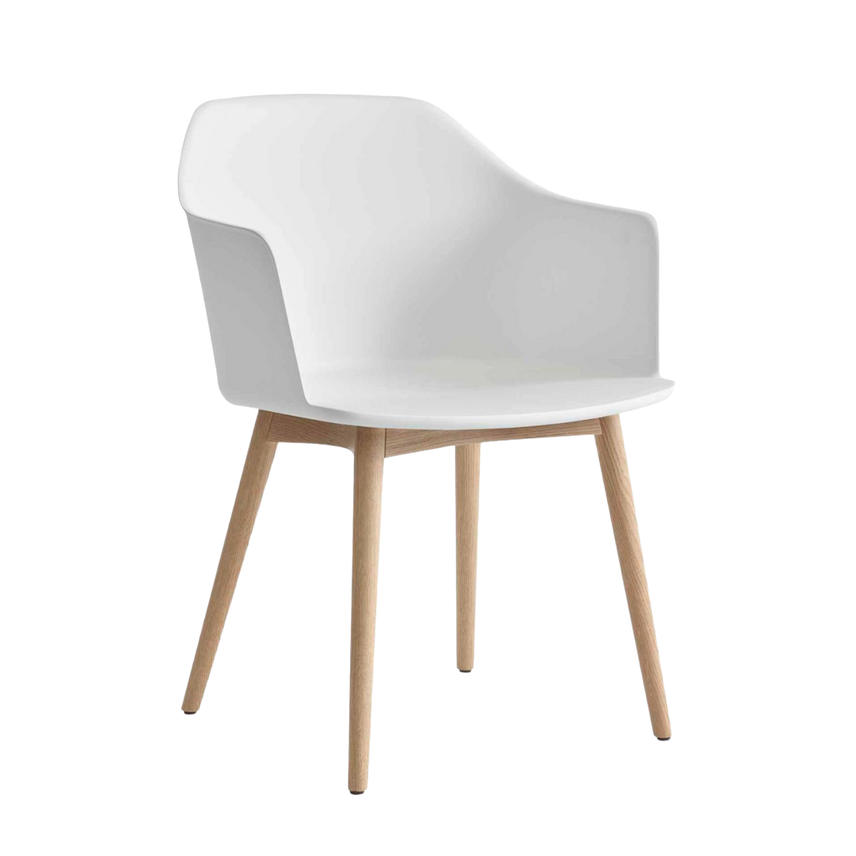 RELY HW76 Armchair in White with Oak Base