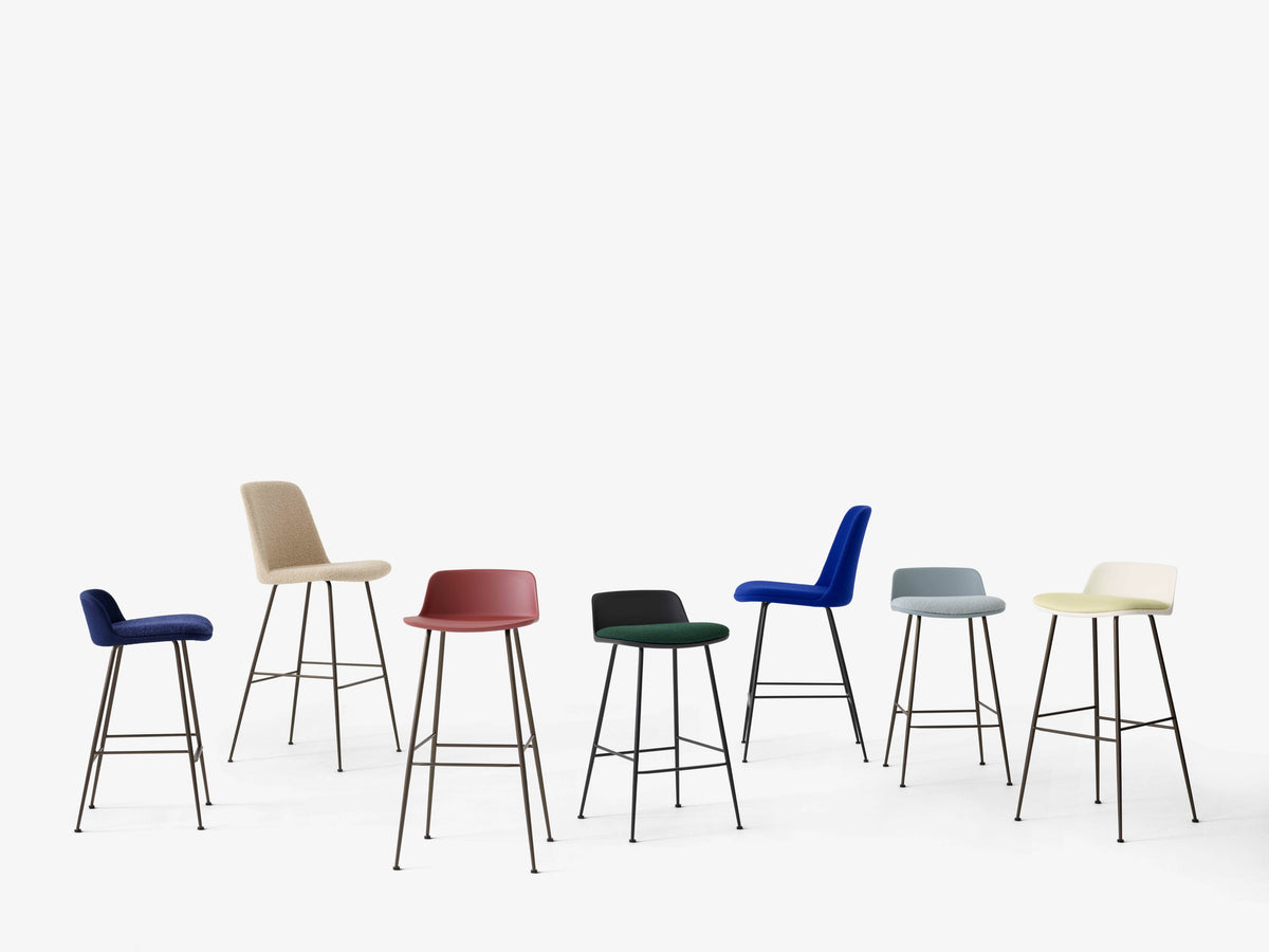 RELY White Stool with Brown Steel Base