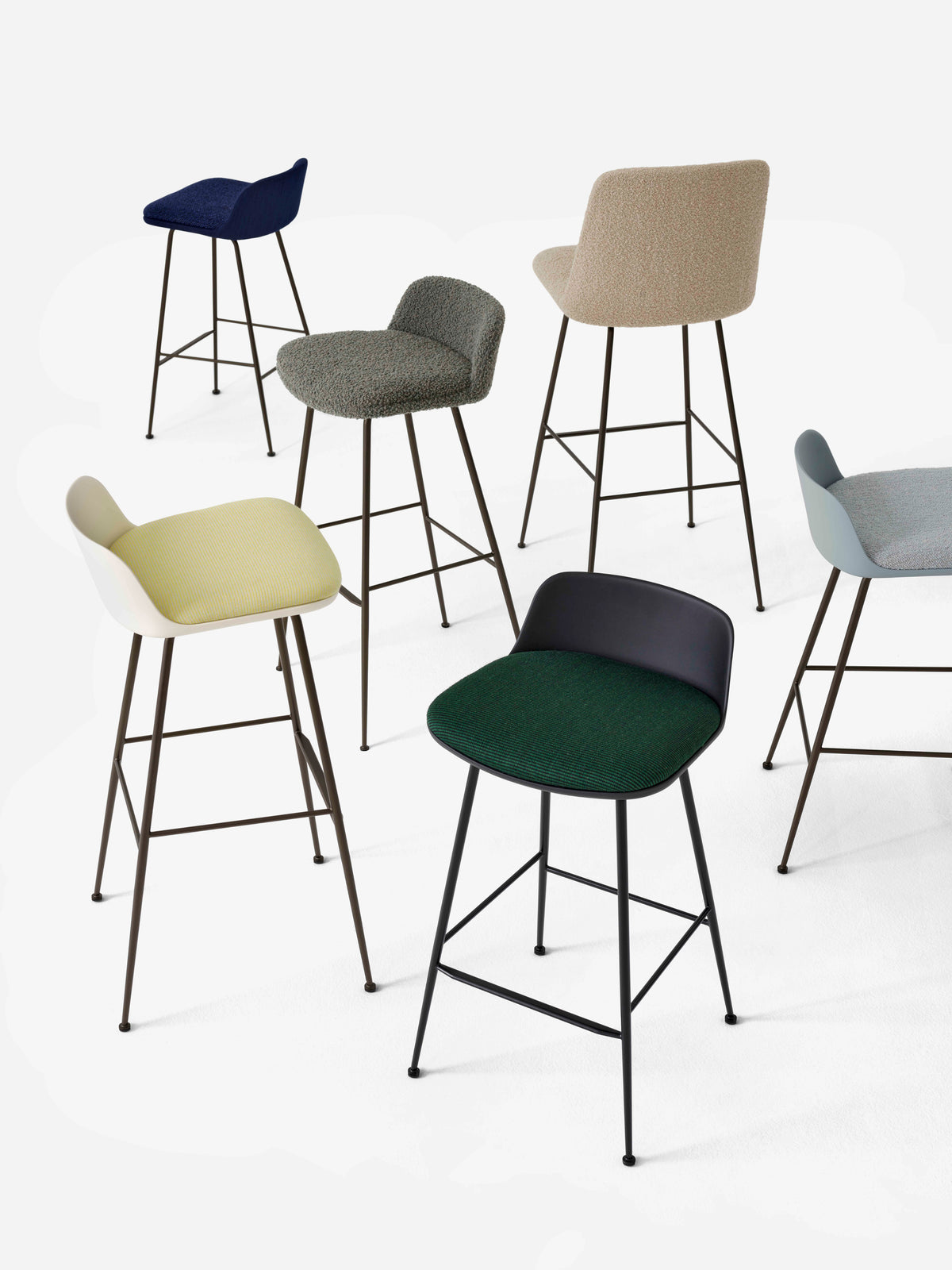 RELY White Stool with Brown Steel Base