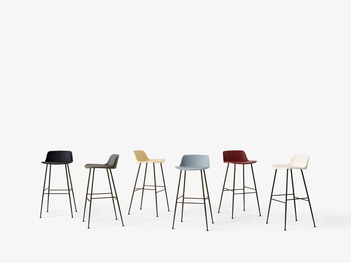 RELY White Stool with Brown Steel Base