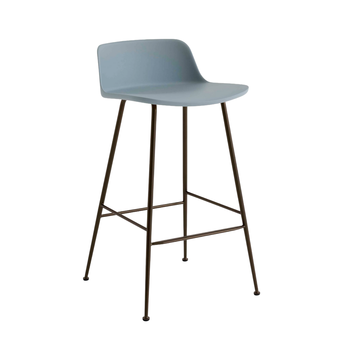 RELY Blue Stool with Brown Steel Base