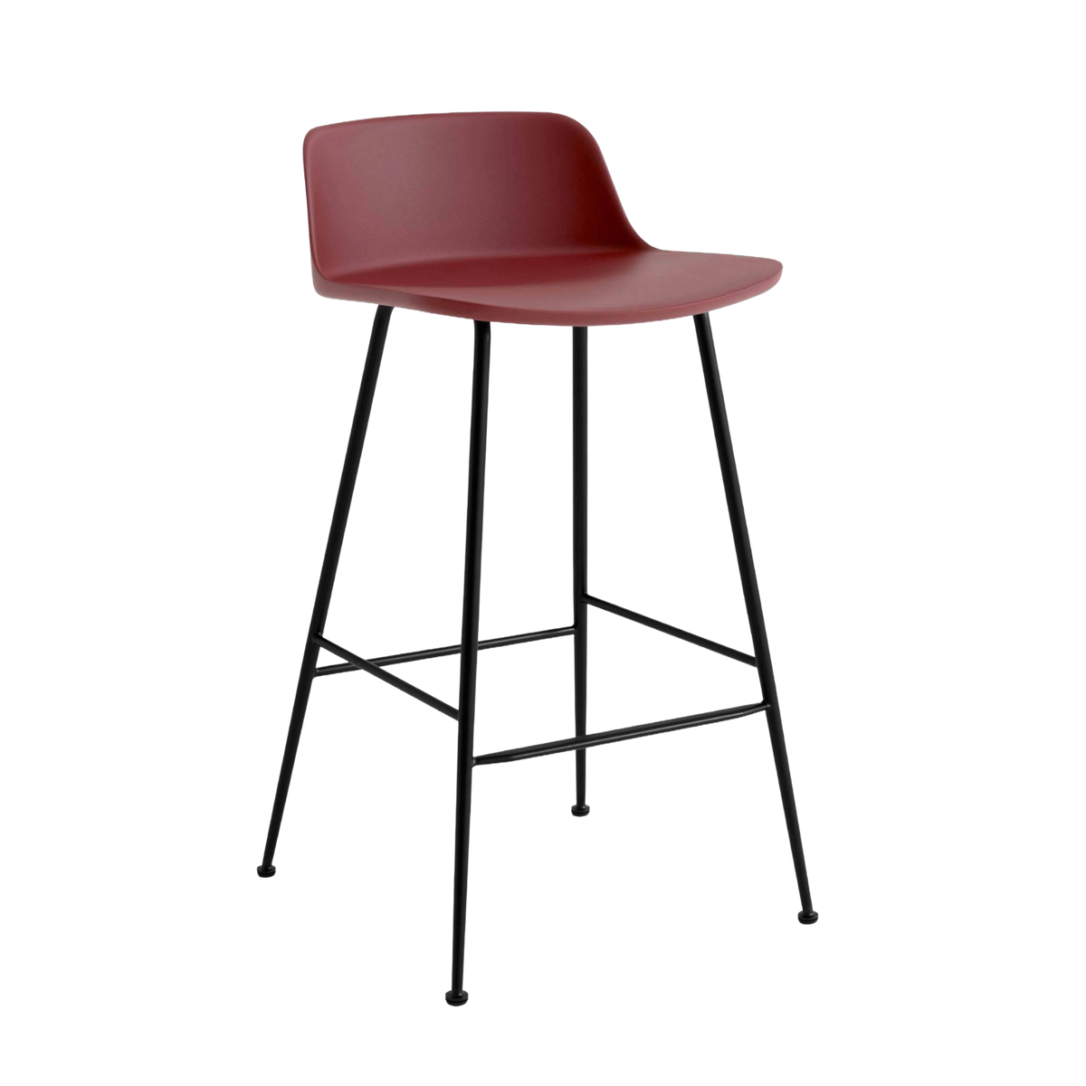 RELY Red-Brown Stool with Black Steel Base
