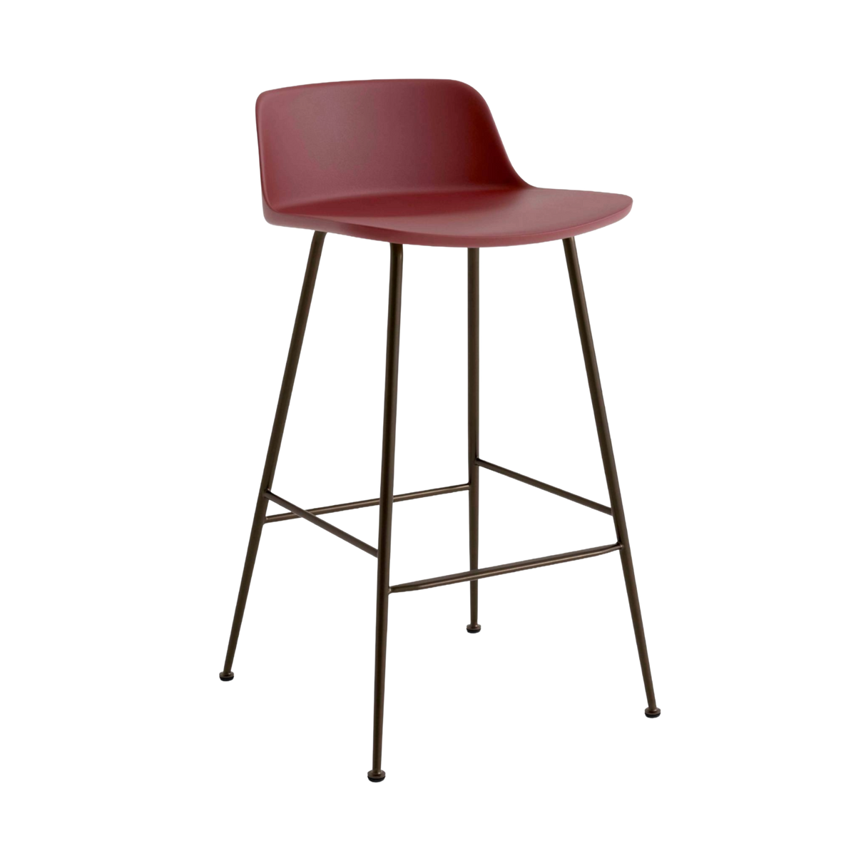 RELY Red-Brown Stool with Brown Steel Base